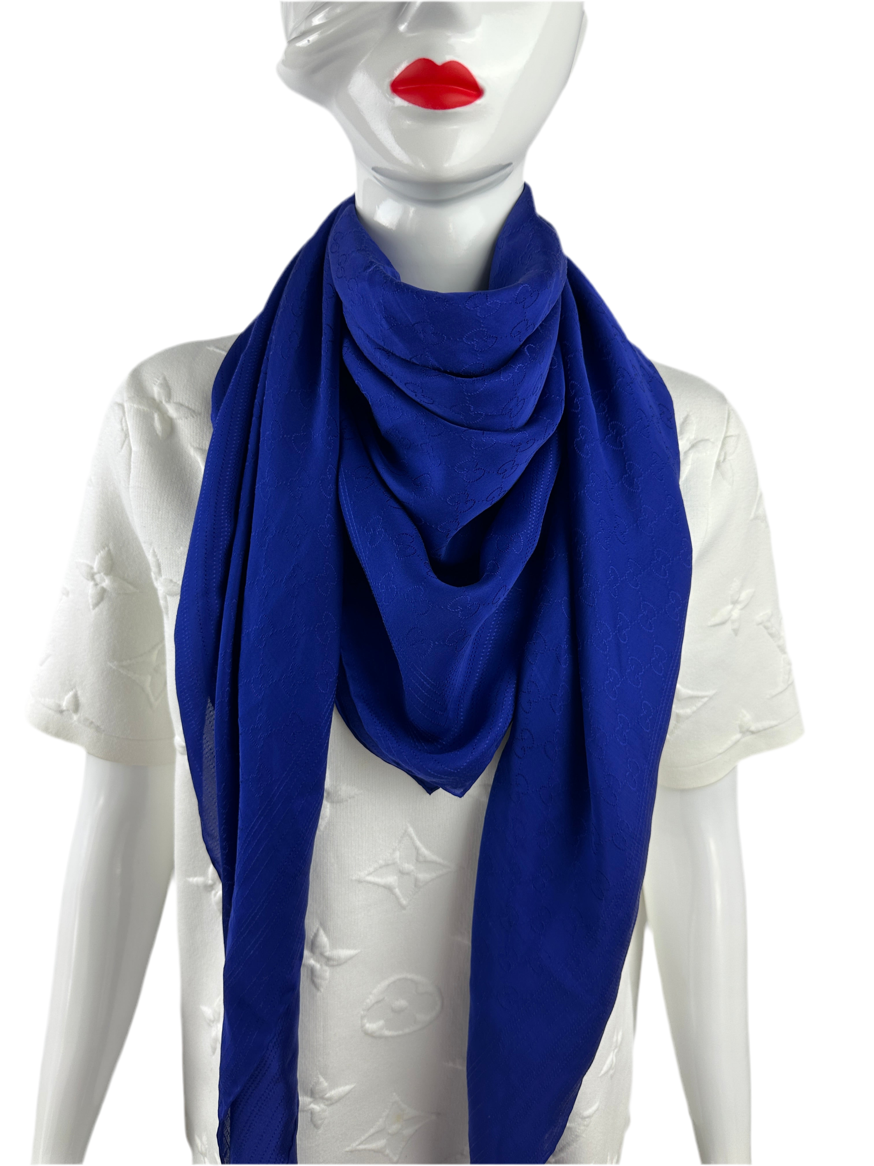 Gucci midnight blue scarf with GG monogram