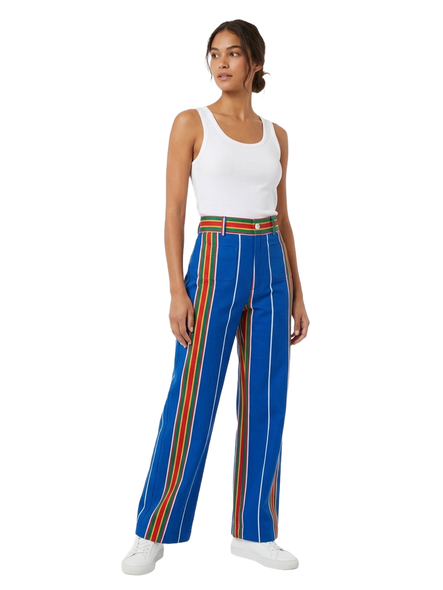 La Veste blue pippi style multicolor striped cotton pants - size M