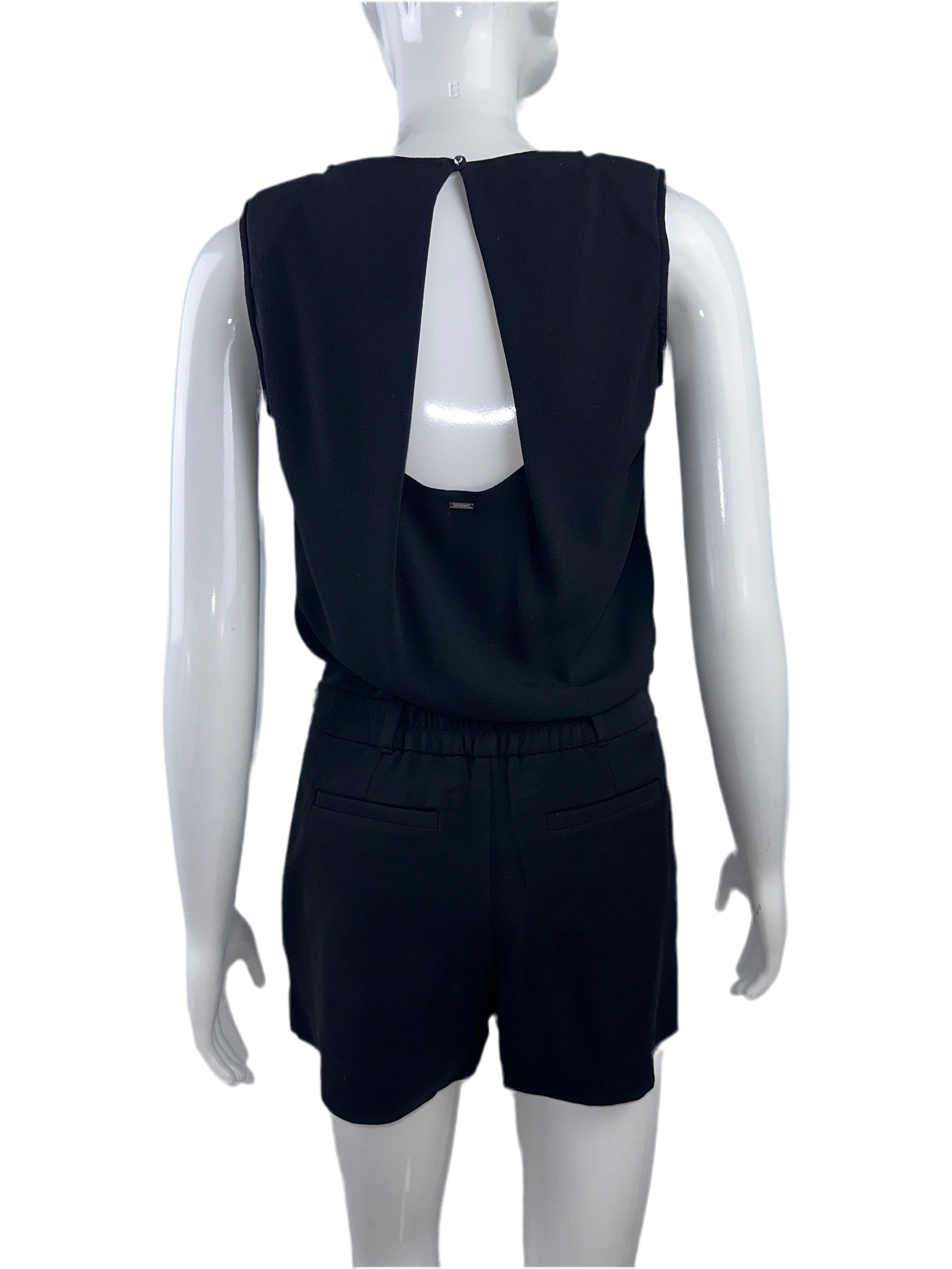 IKKS black short sleeveless jumpsuit with back opening - size 34