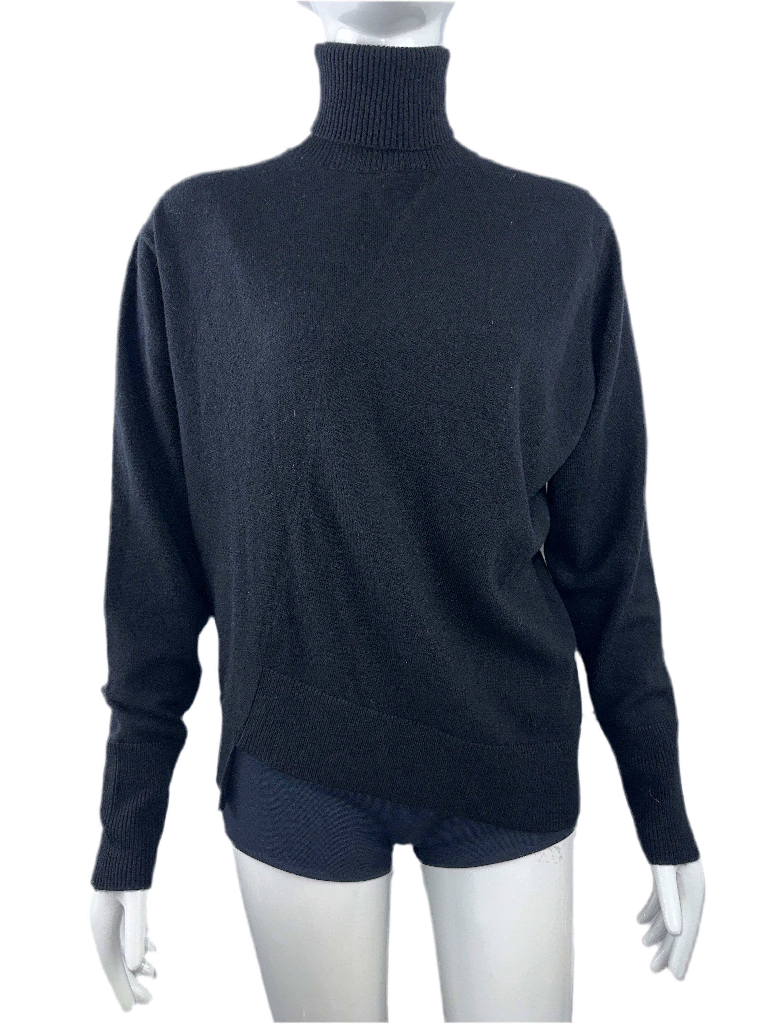 Louis Vuitton asymmetrical black turtleneck sweater - size 34