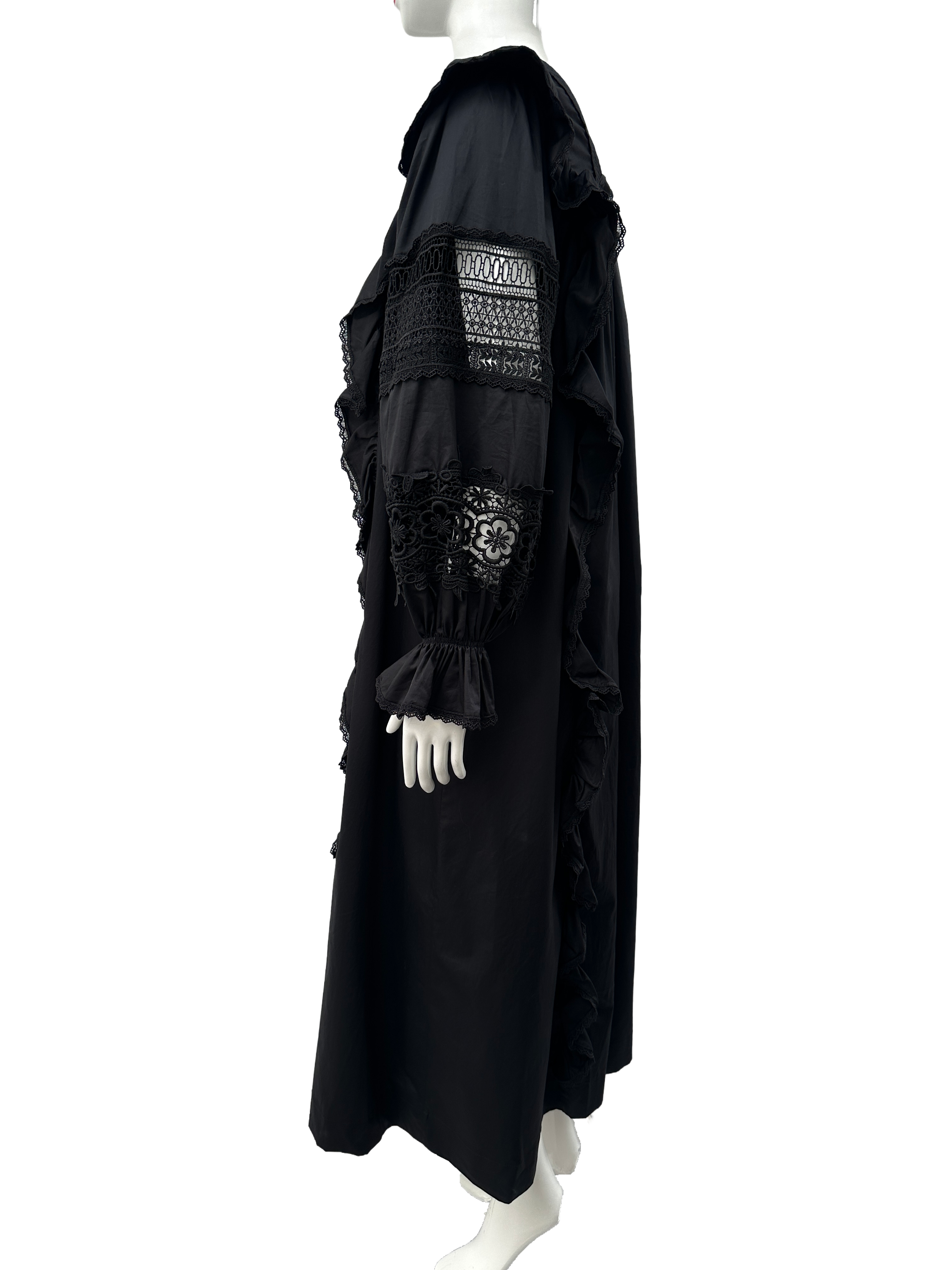 Lug Von Siga black ruffled cotton maxi dress - size 40