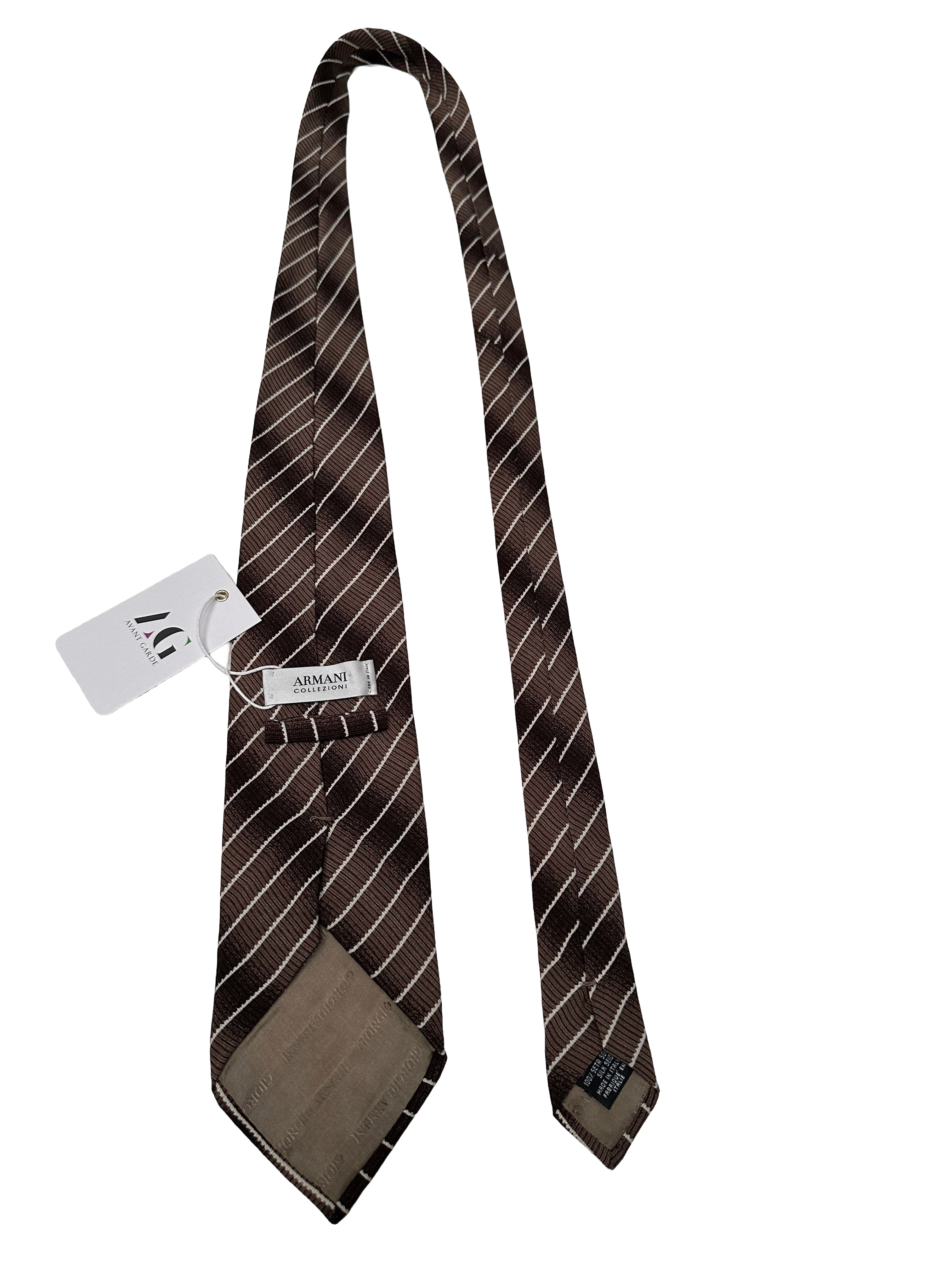 Armani Collezioni silk tie (brown & ivory stripes)
