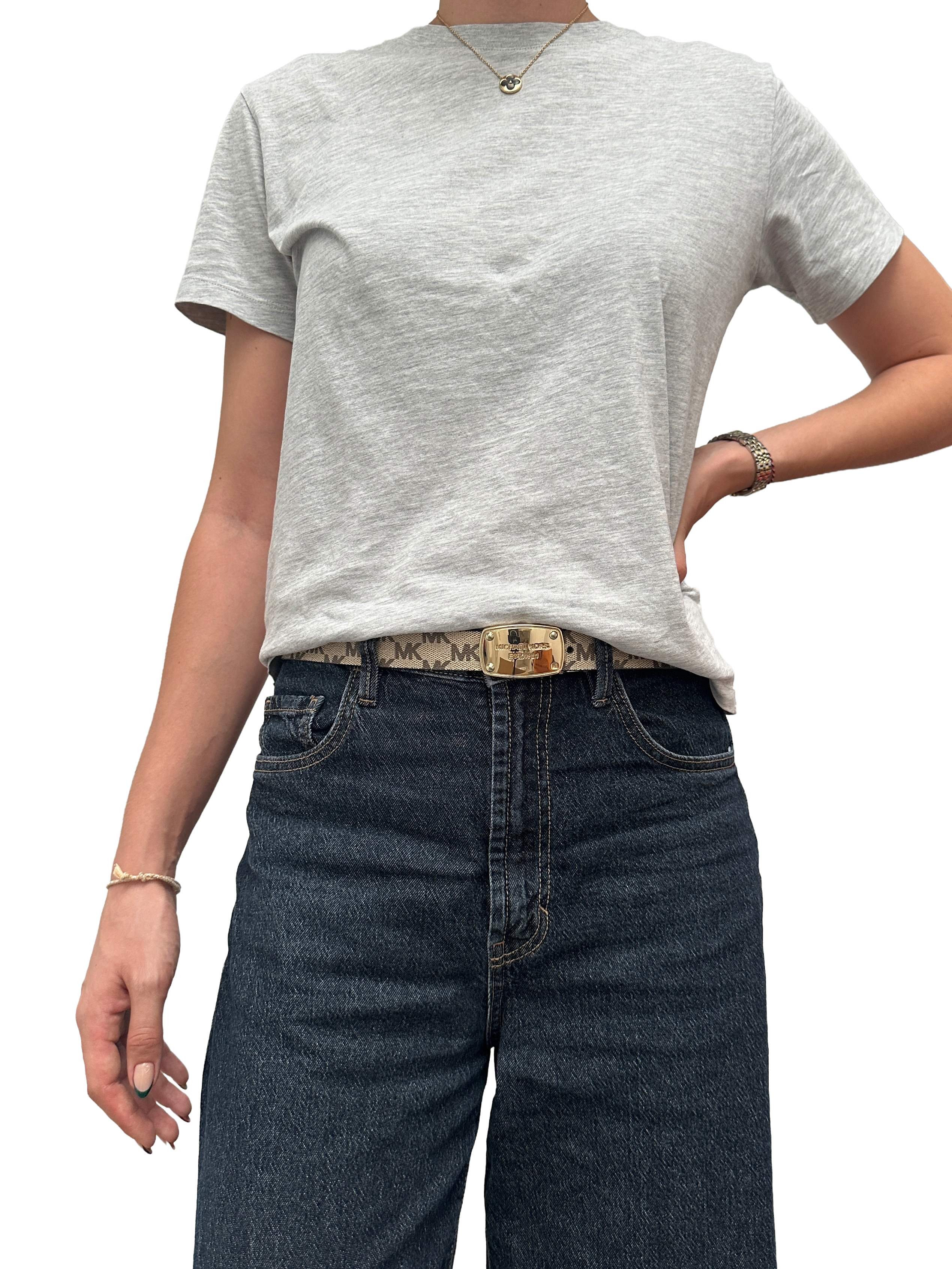 Michael Kors reversible cream and grey monogram belt