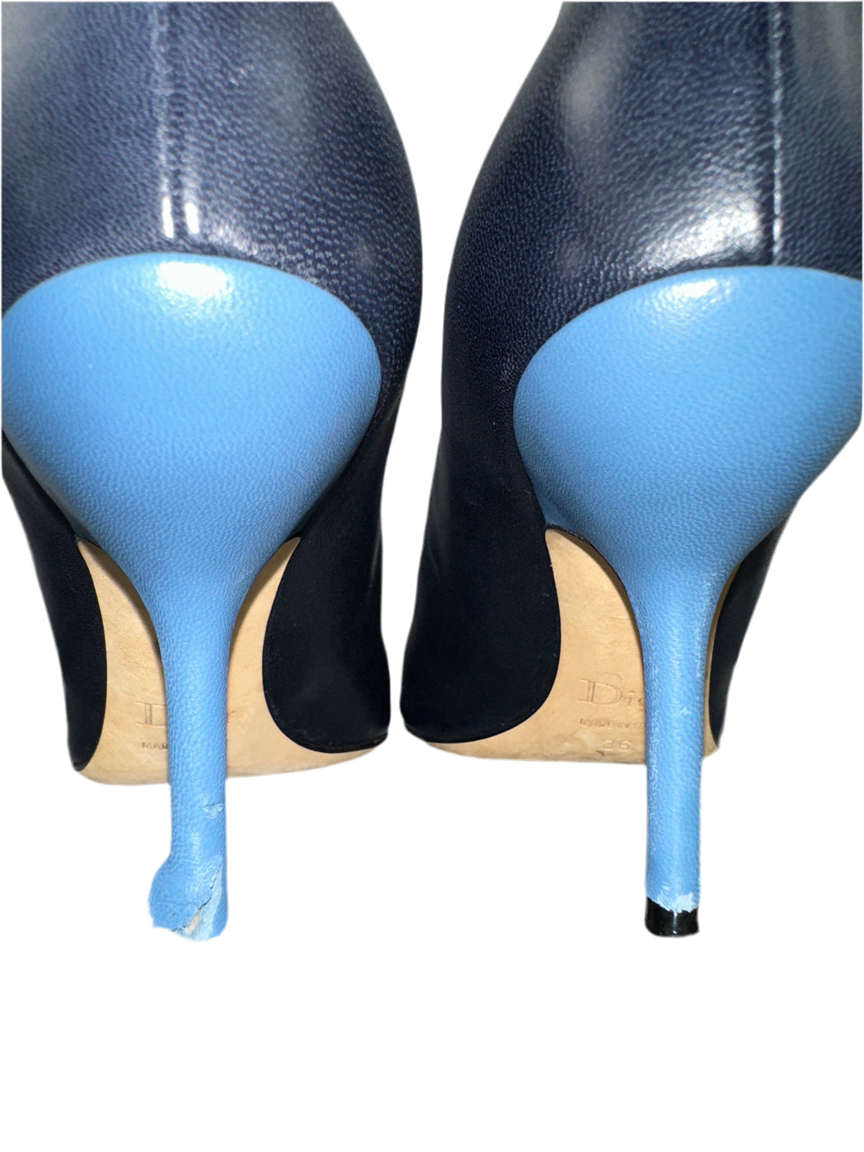 Dior black leather pumps embellished with a flowerbud - size 36