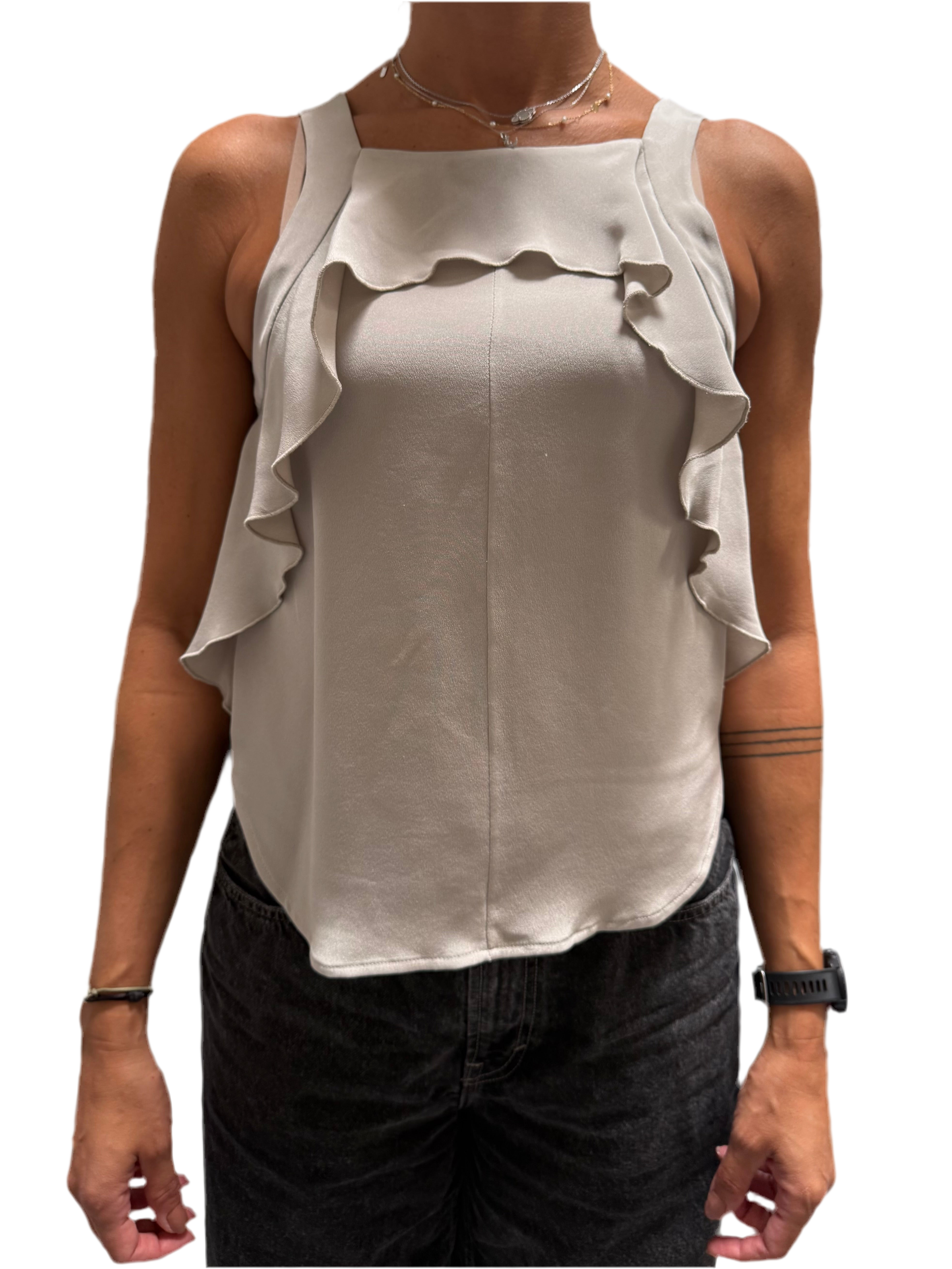 Rachel Comey taupe ruffled tank top - size 38