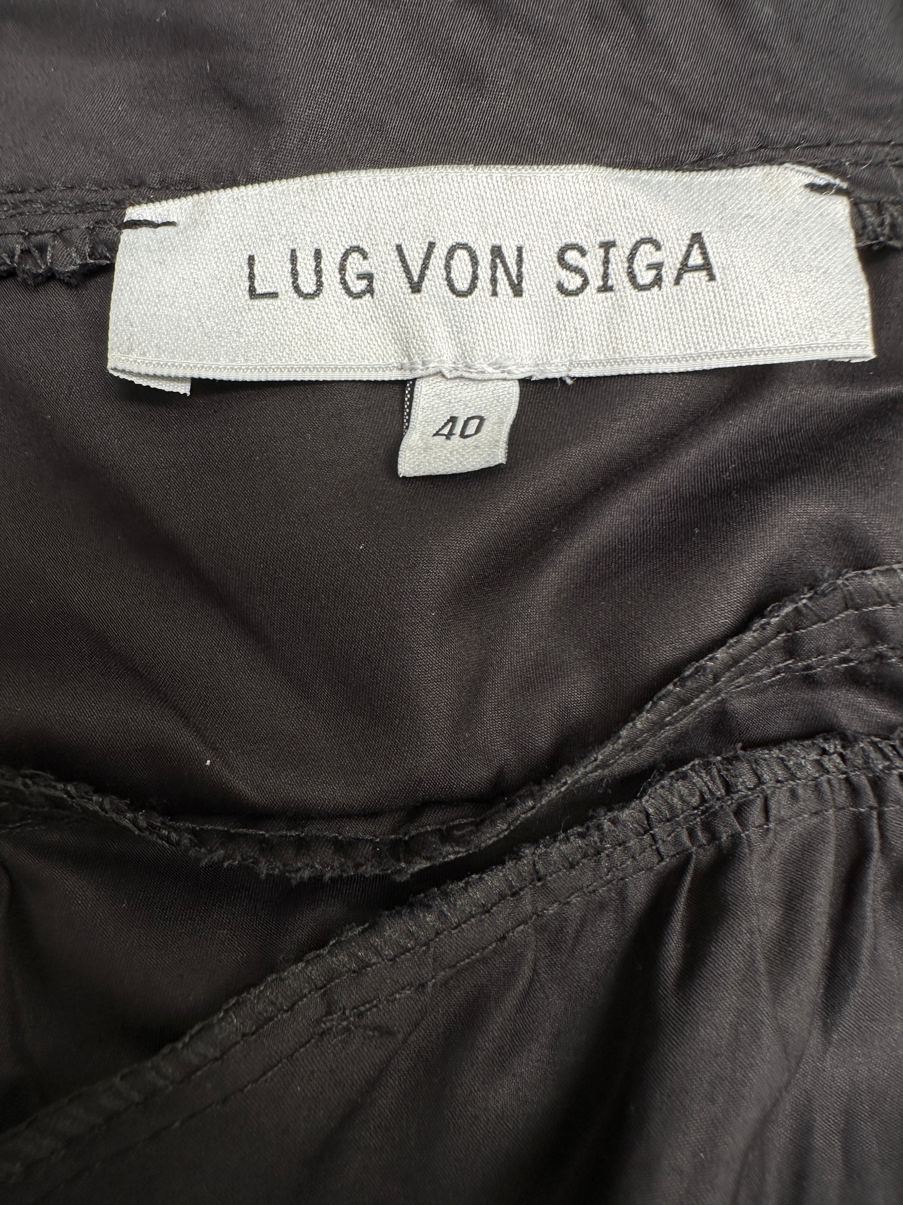 Lug Von Siga black ruffled cotton maxi dress - size 40