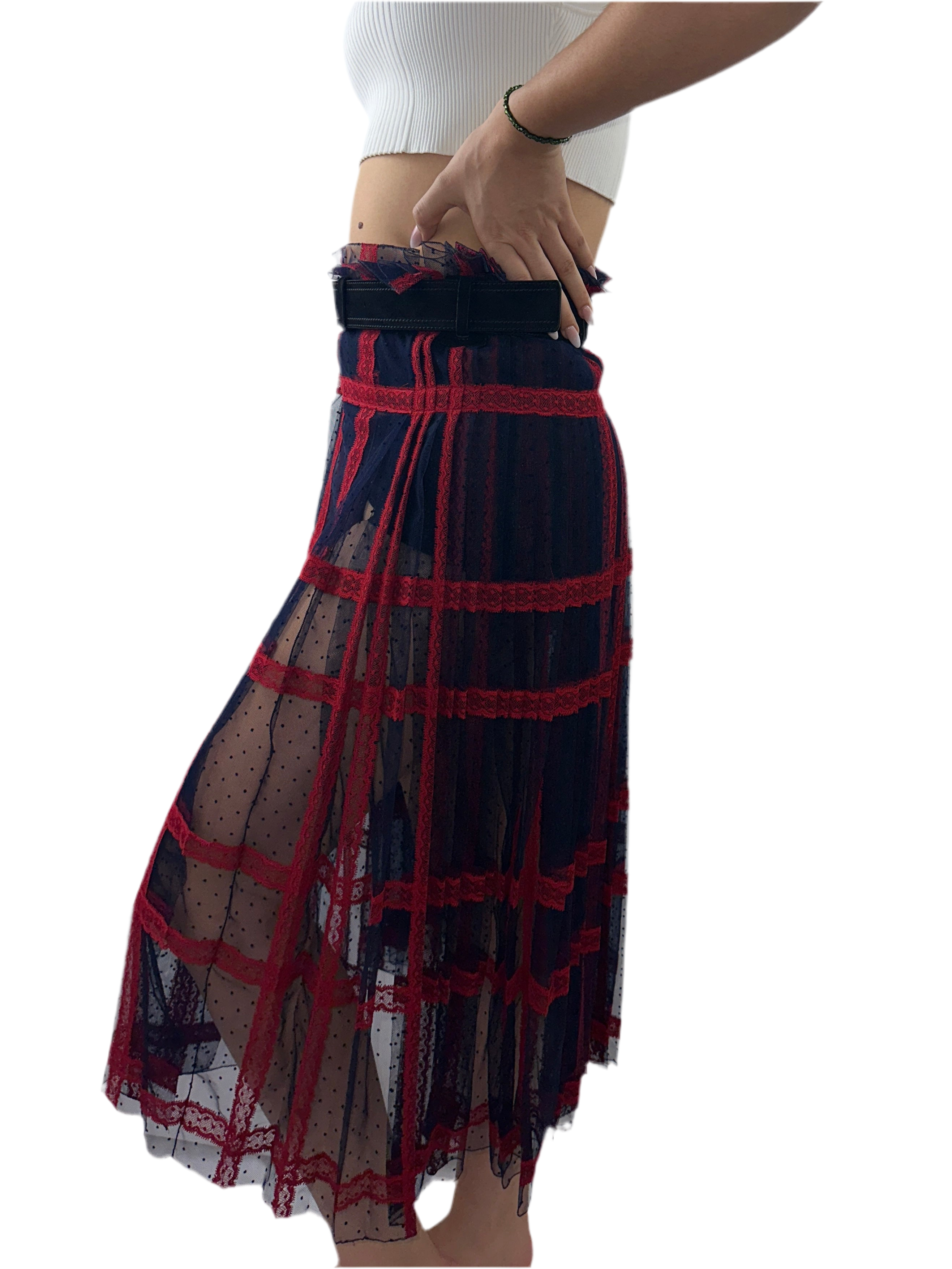 Dior blue and red plaid skirt - size 34