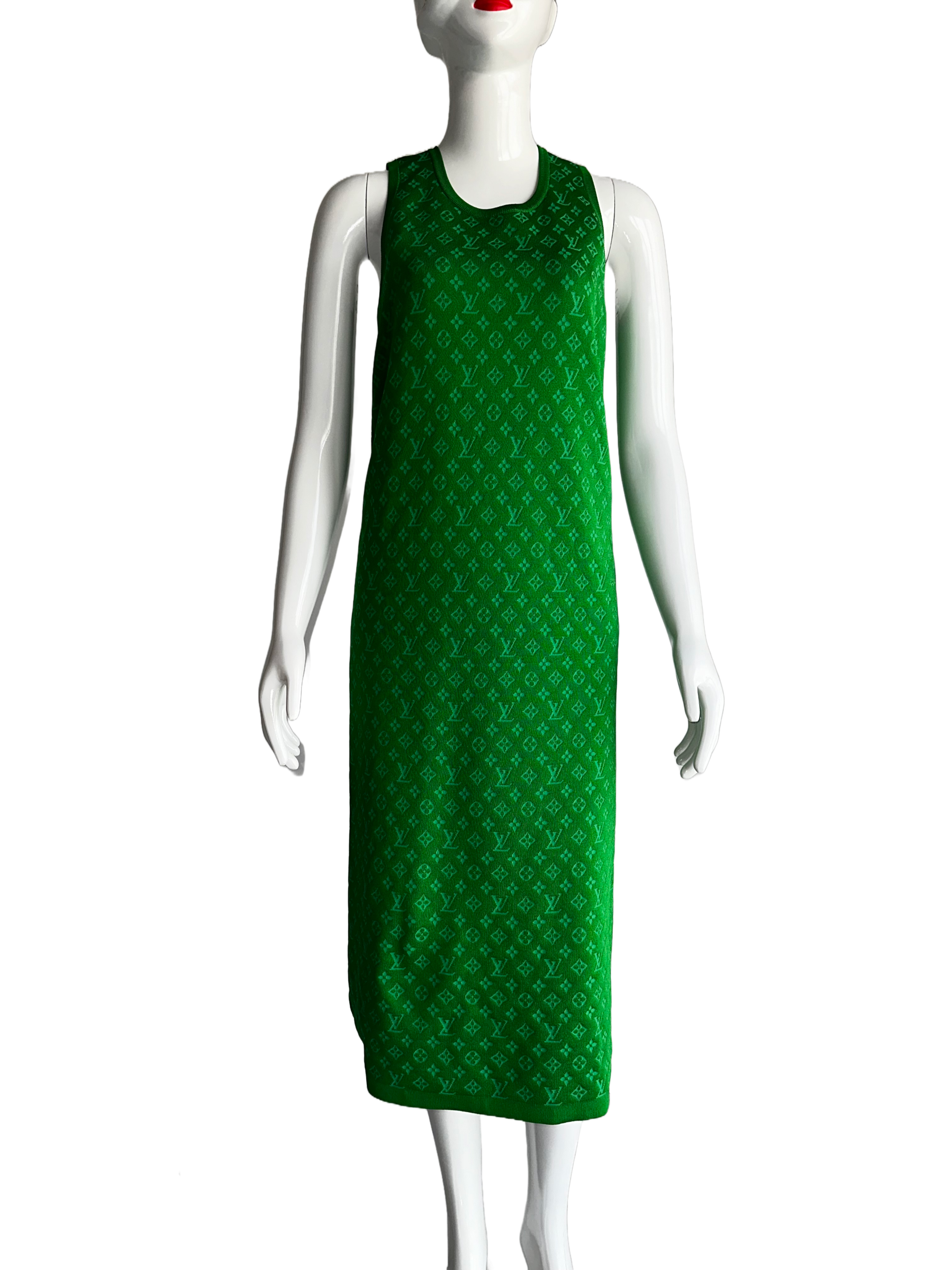 Louis Vuitton green monogrammed dress - size 34
