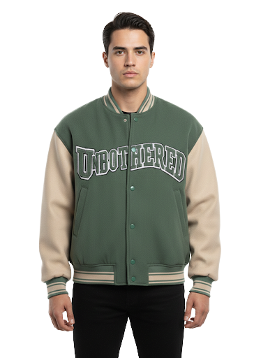 About You "unbothered" green varsity jacket - size 38