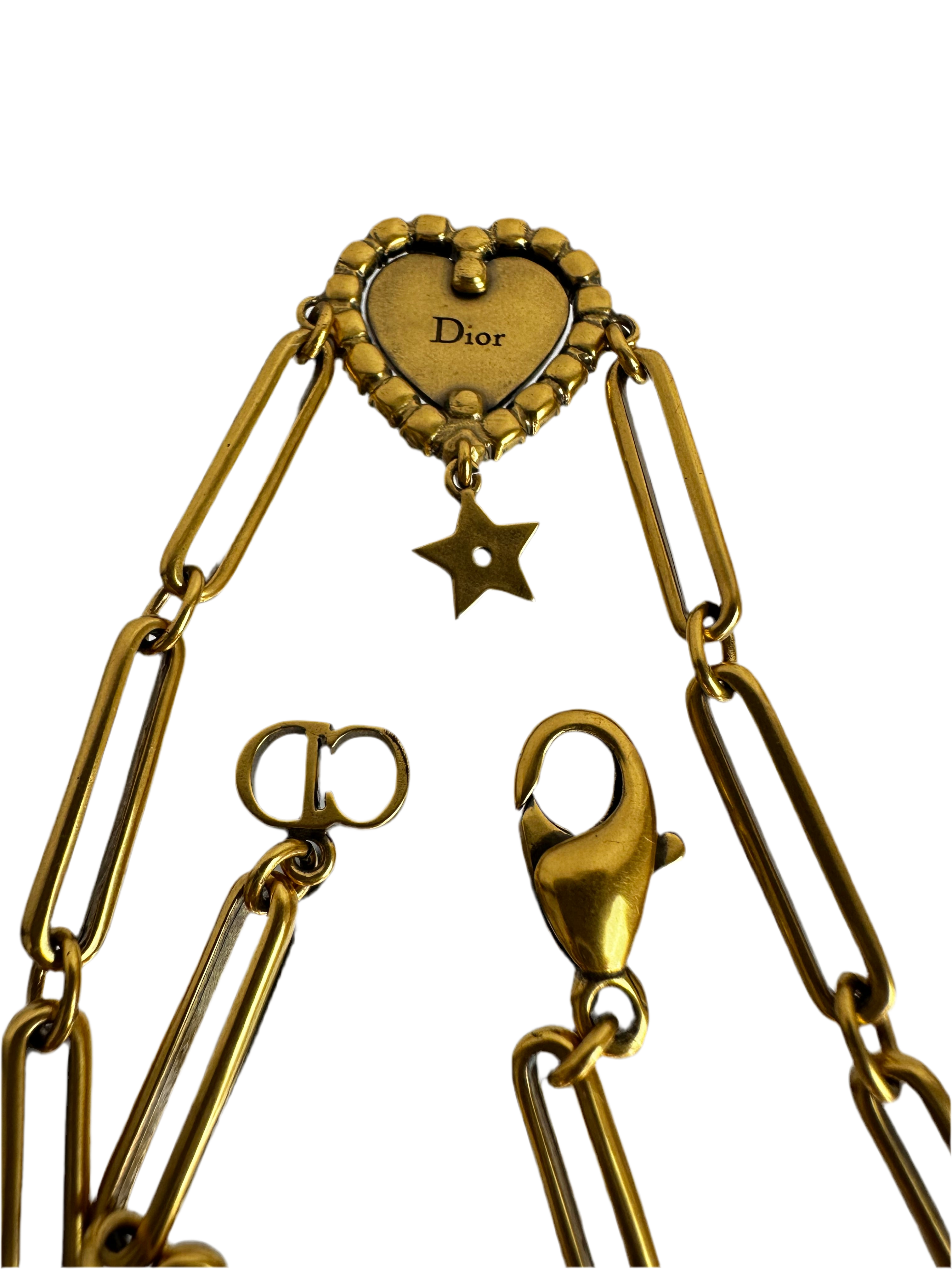 Dior metal crystal heart j'adior choker necklace age gold