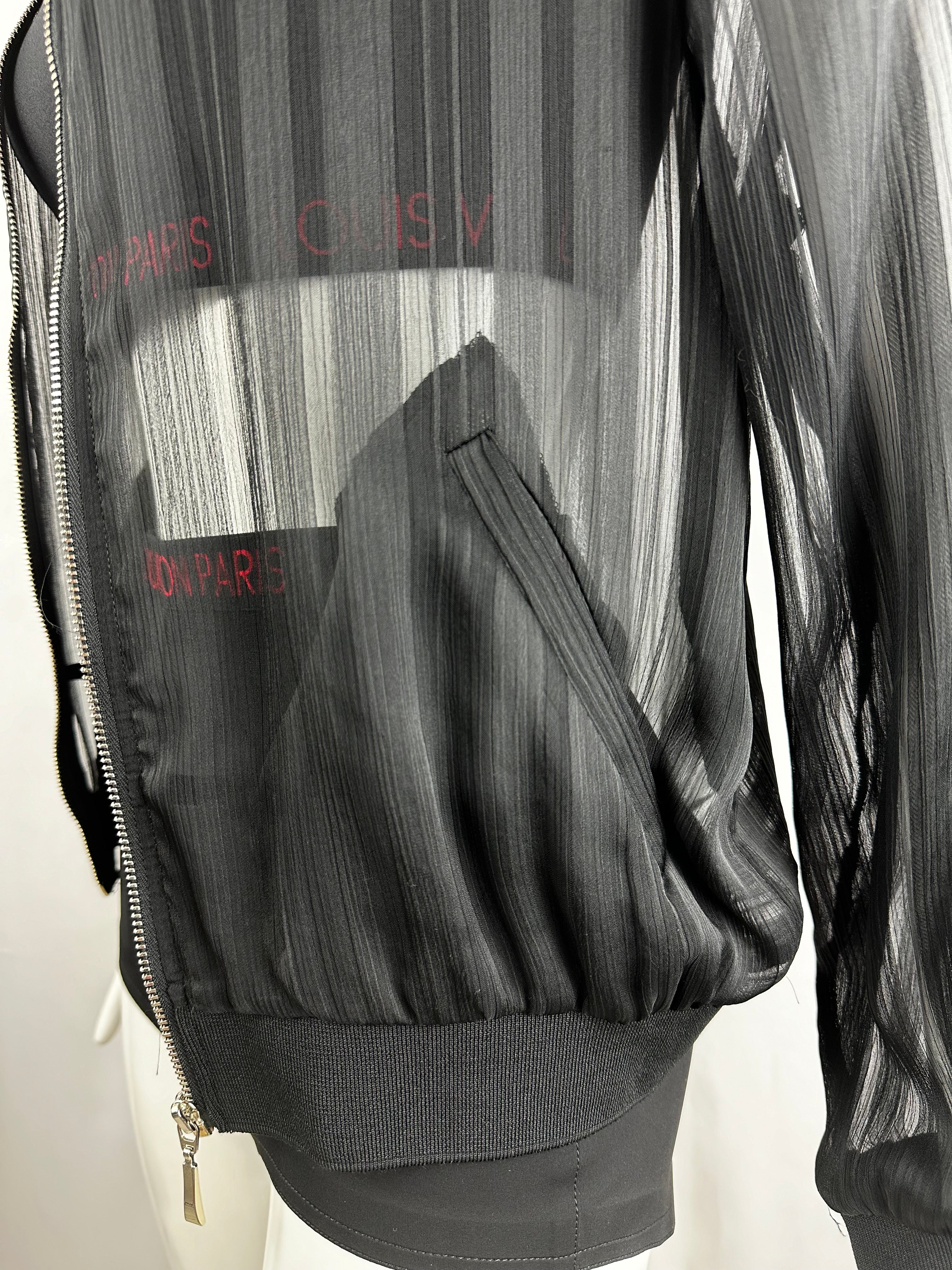 Zara transparent black bomber jacket with lines - size 34