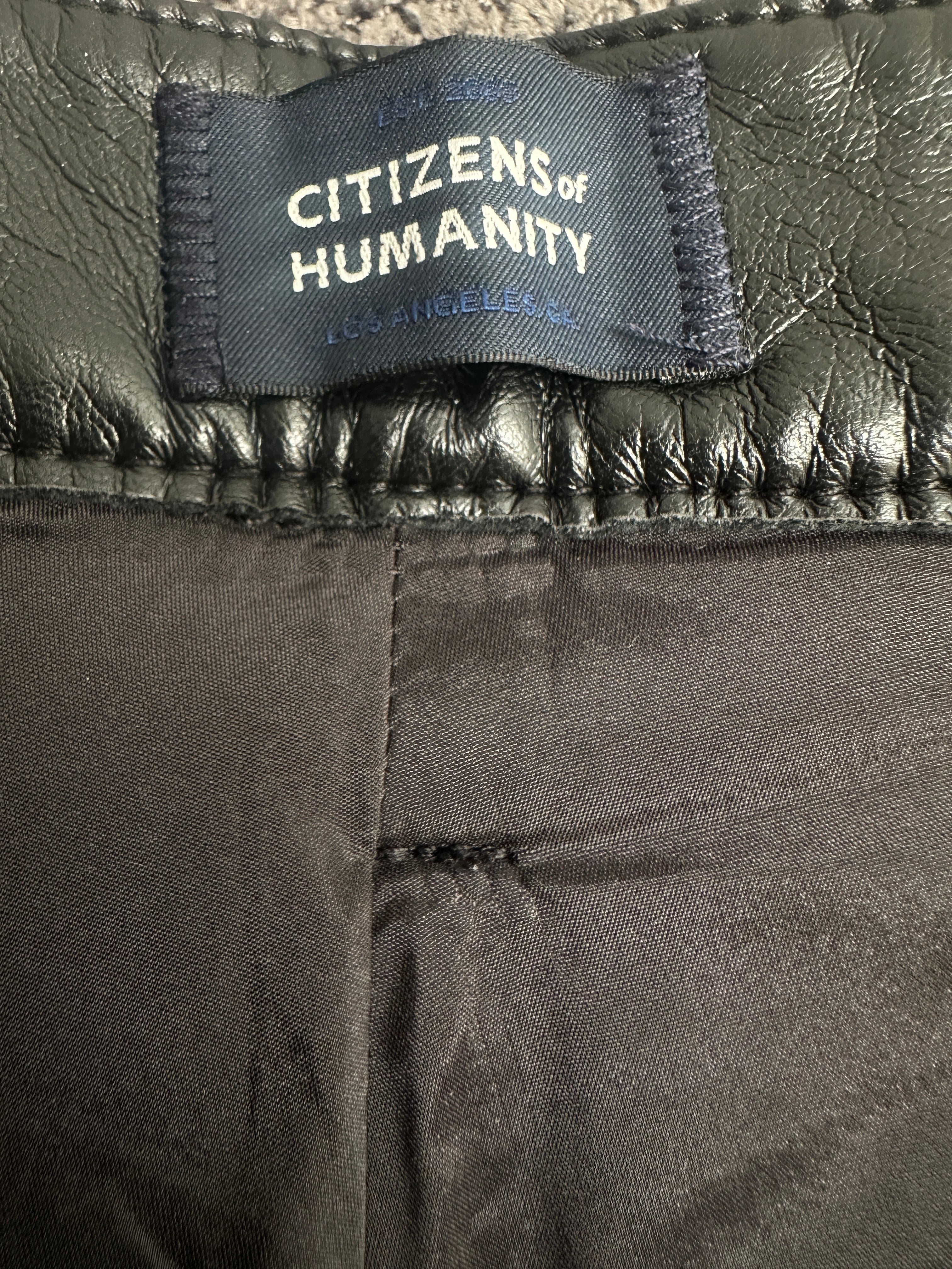 Citizens of Humanity Jolene black leather straight-leg pants - size 28