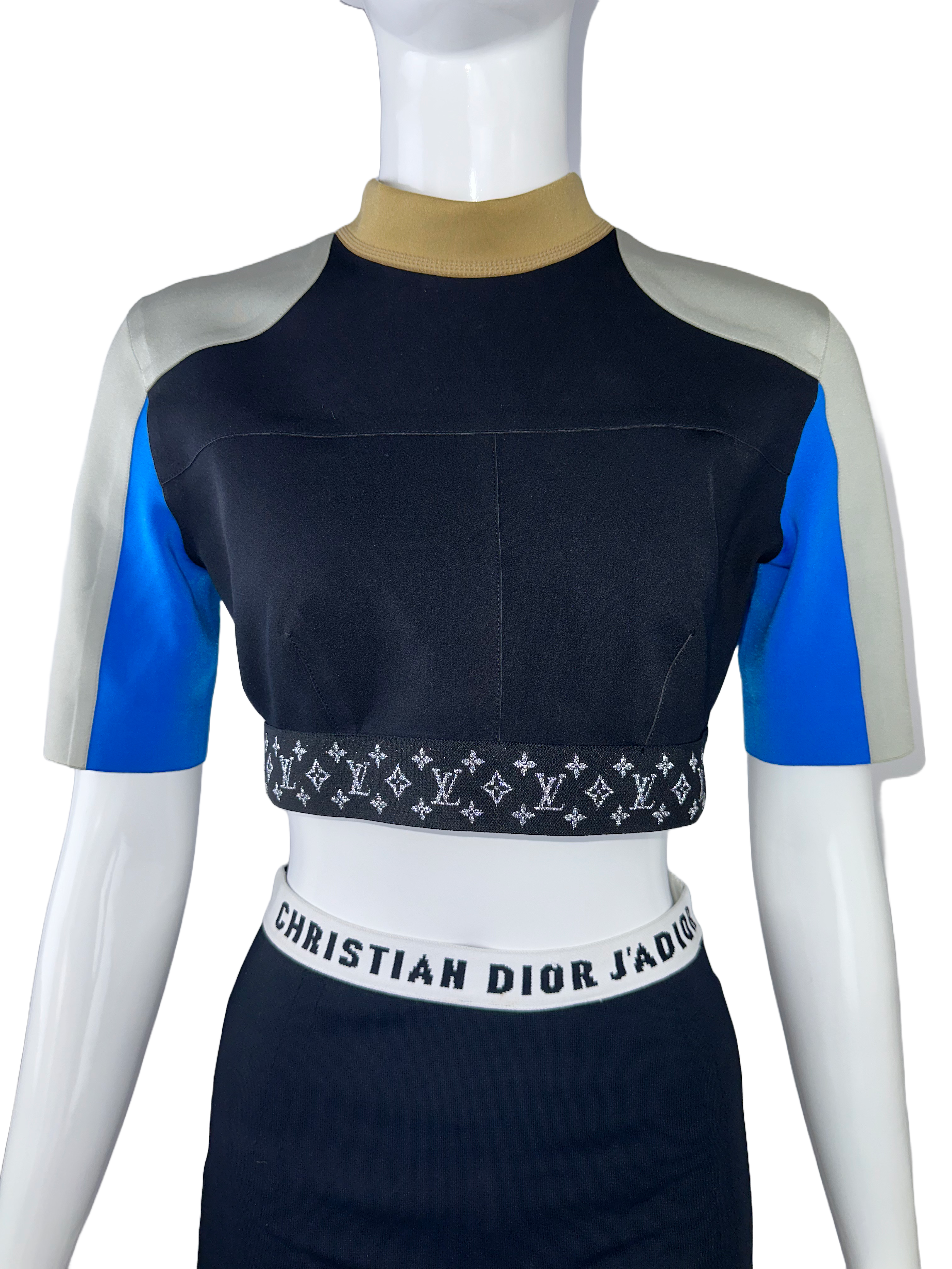 Louis Vuitton slim-fit top black gray beige blue - size 38
