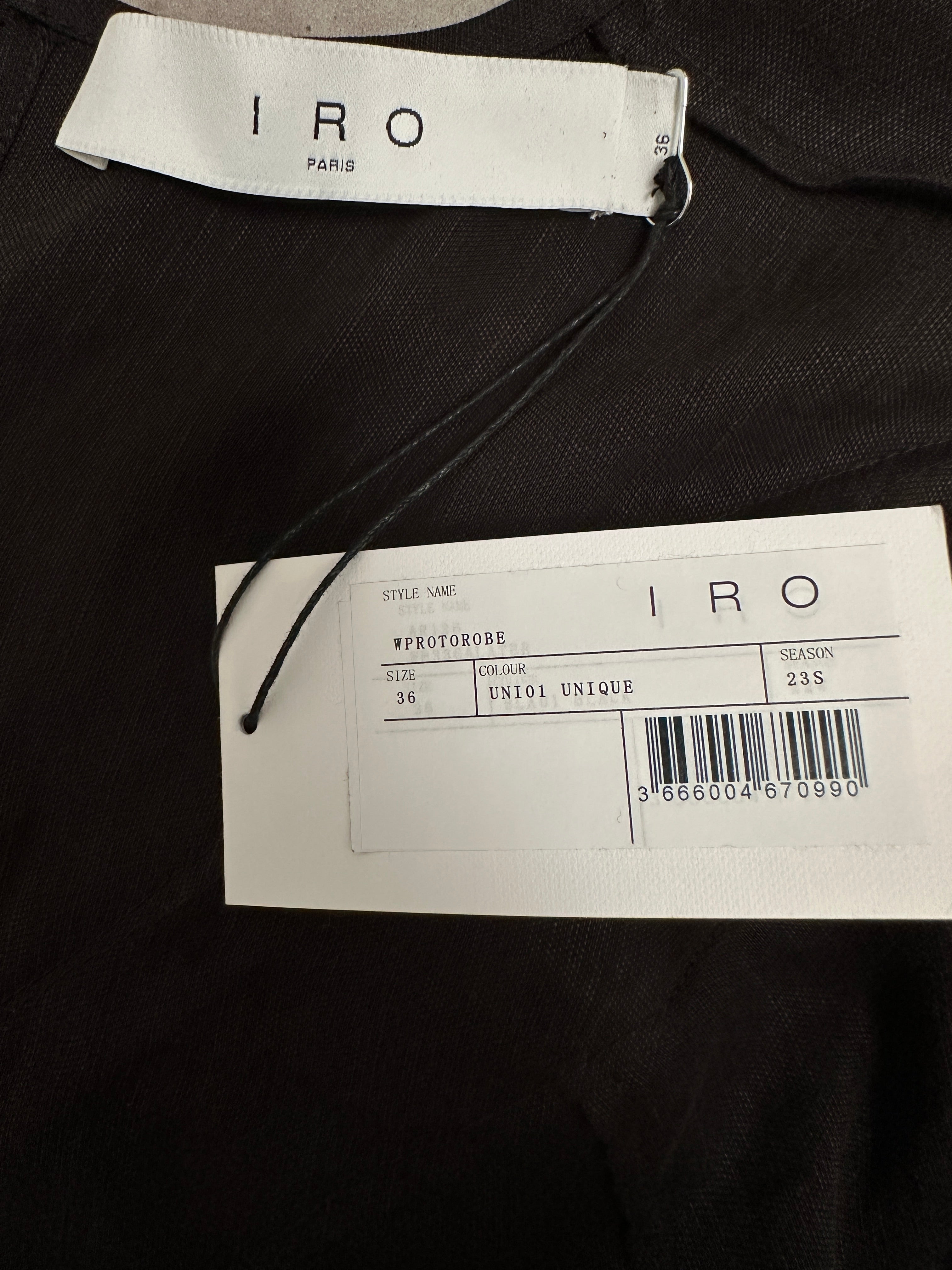 Iro black gathered midi dress - size 36