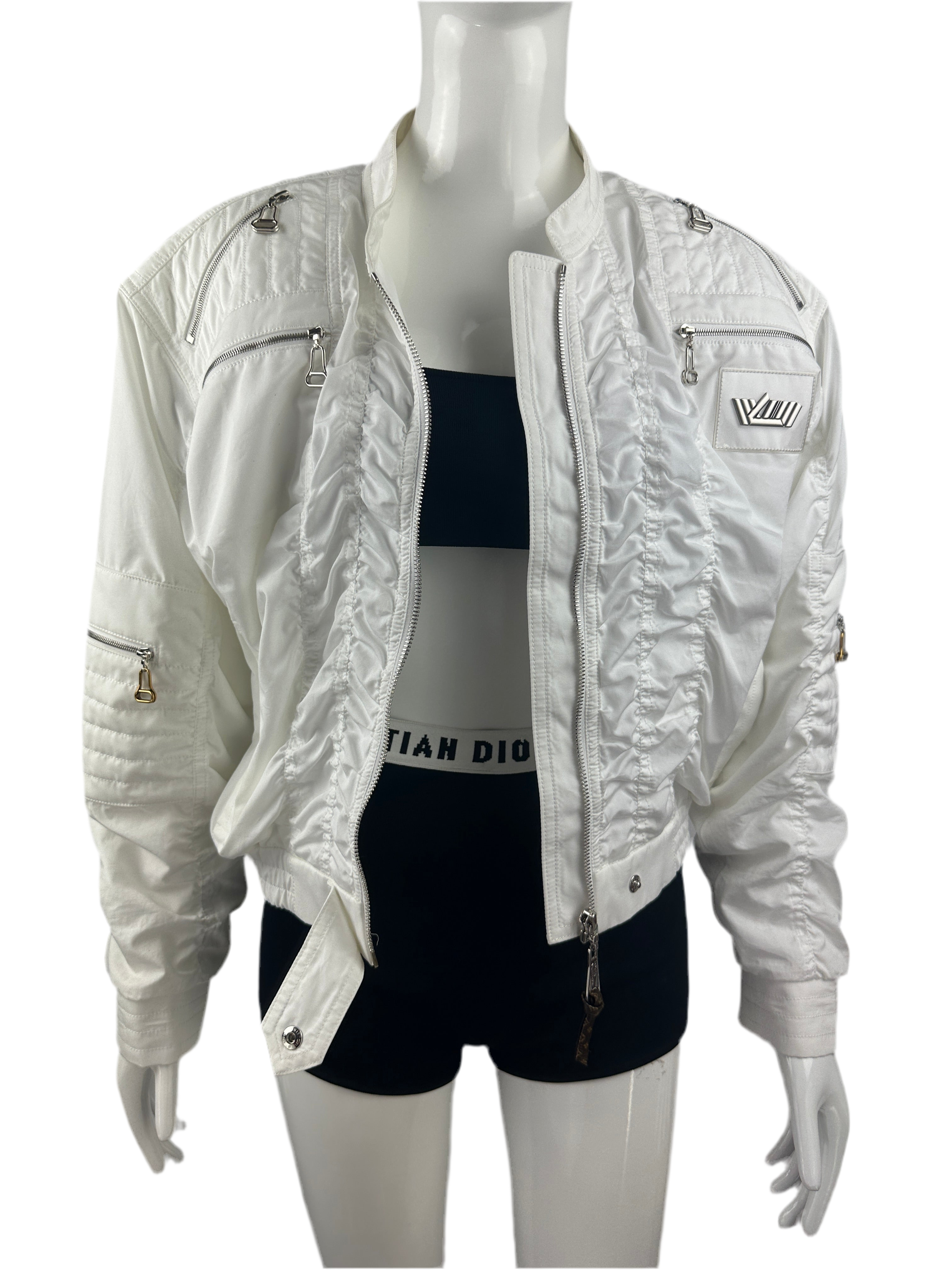 Louis Vuitton white bomber with silver zipper - size 36