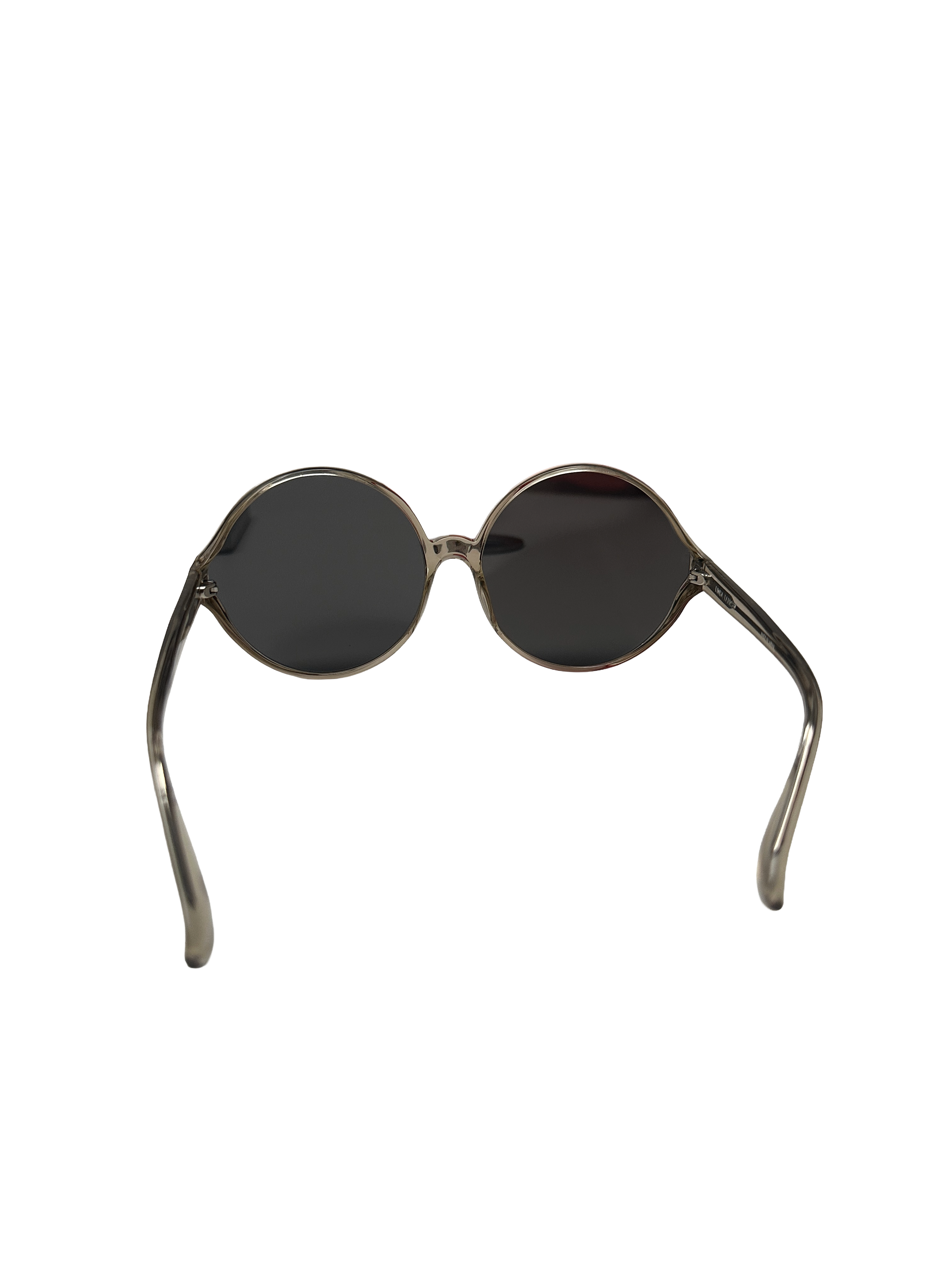 Linda Farrow round oversized sunglasses transaprent frame grey lens