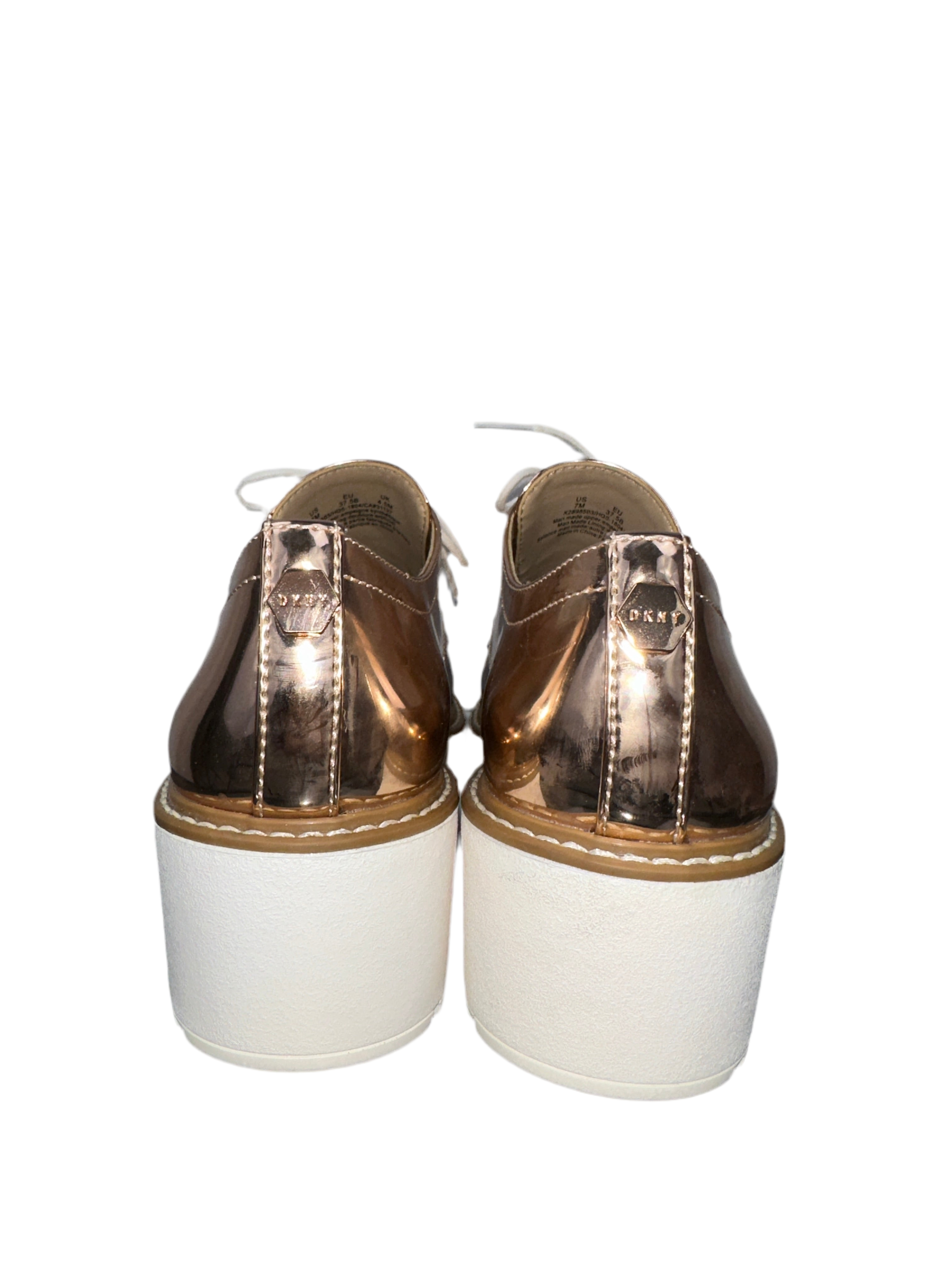 DKNY rose gold derbies with laces and white sole - size 37.5