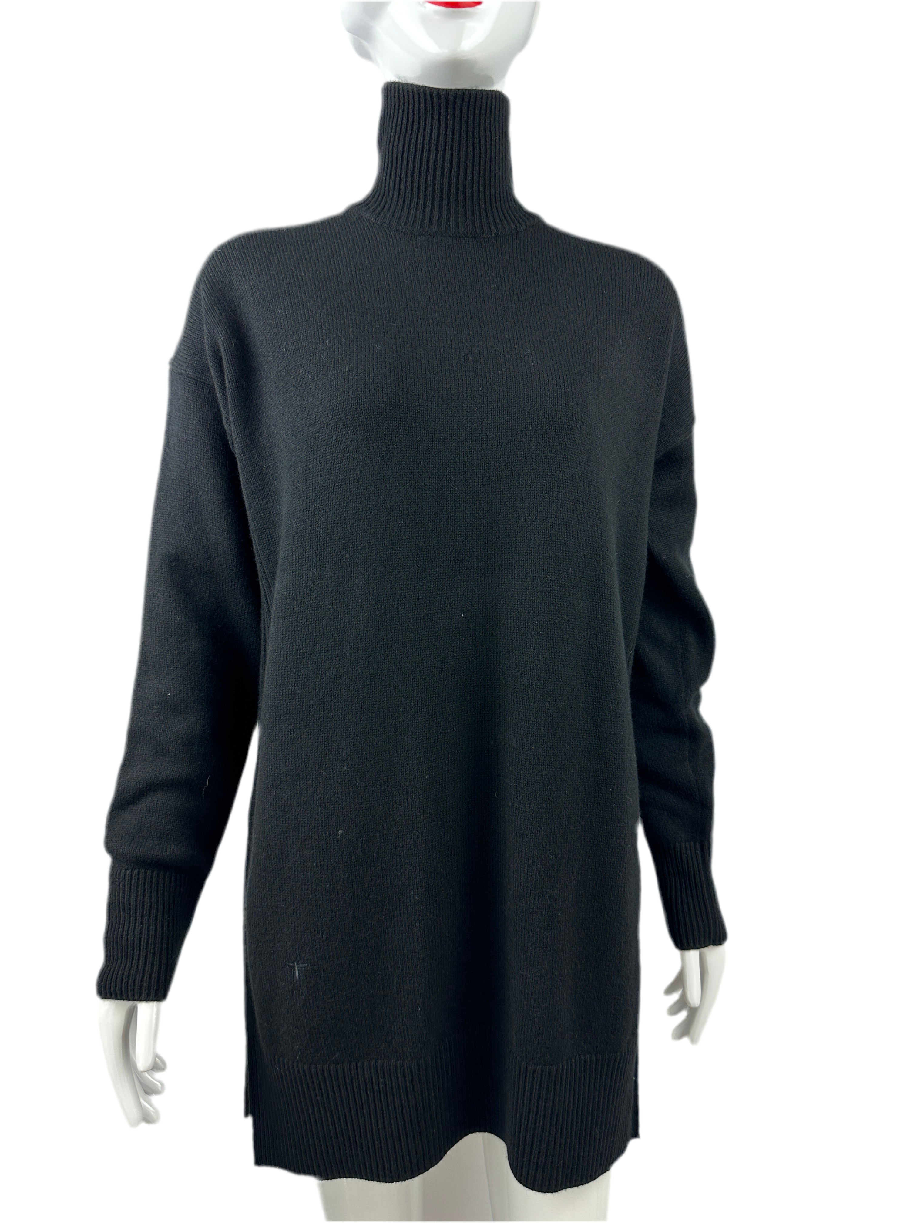 Dior long black turtleneck sweater with side opening - size 36