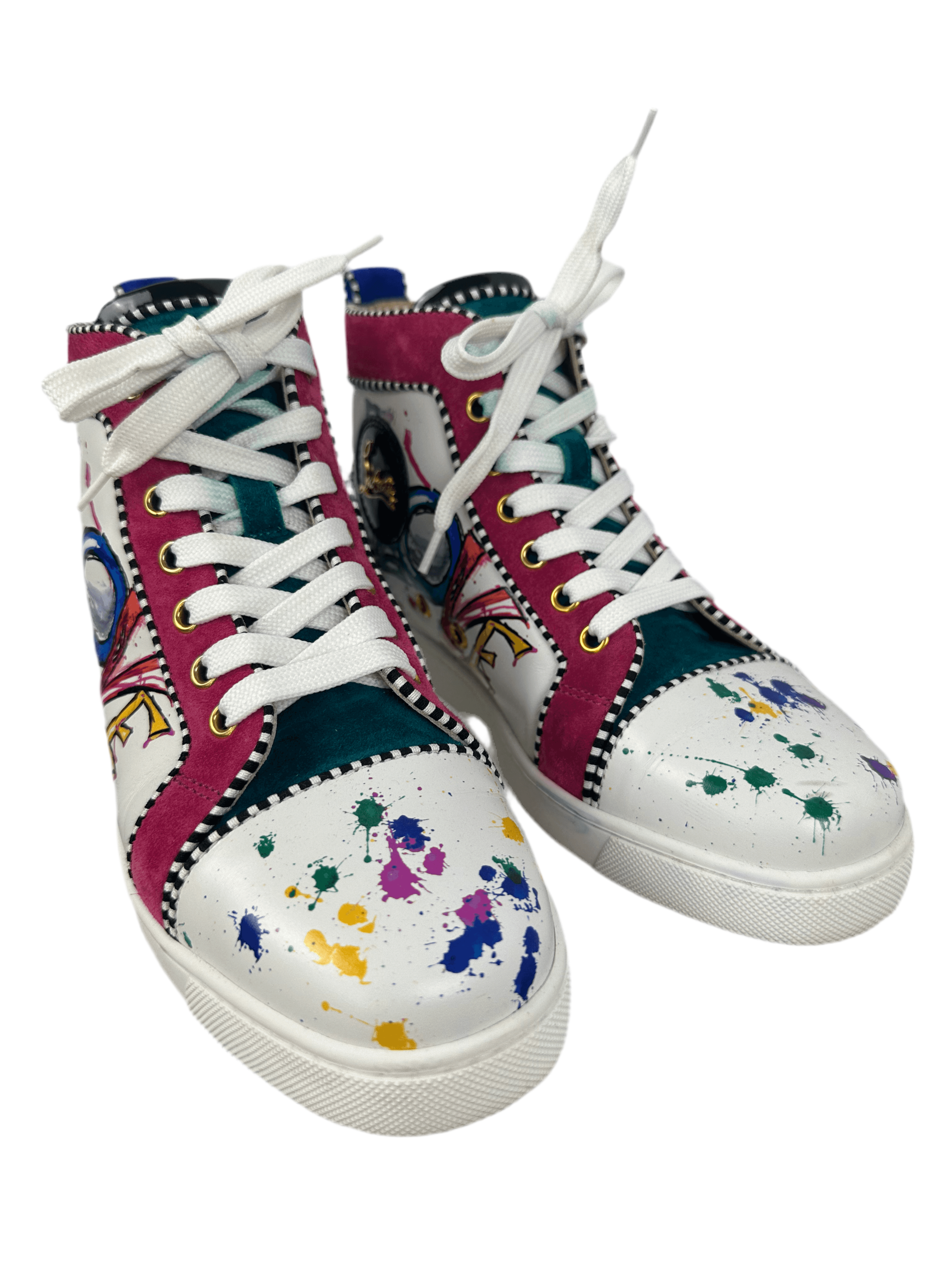 Louboutin multicolor leather & suede LOVE high sneakers - size 36