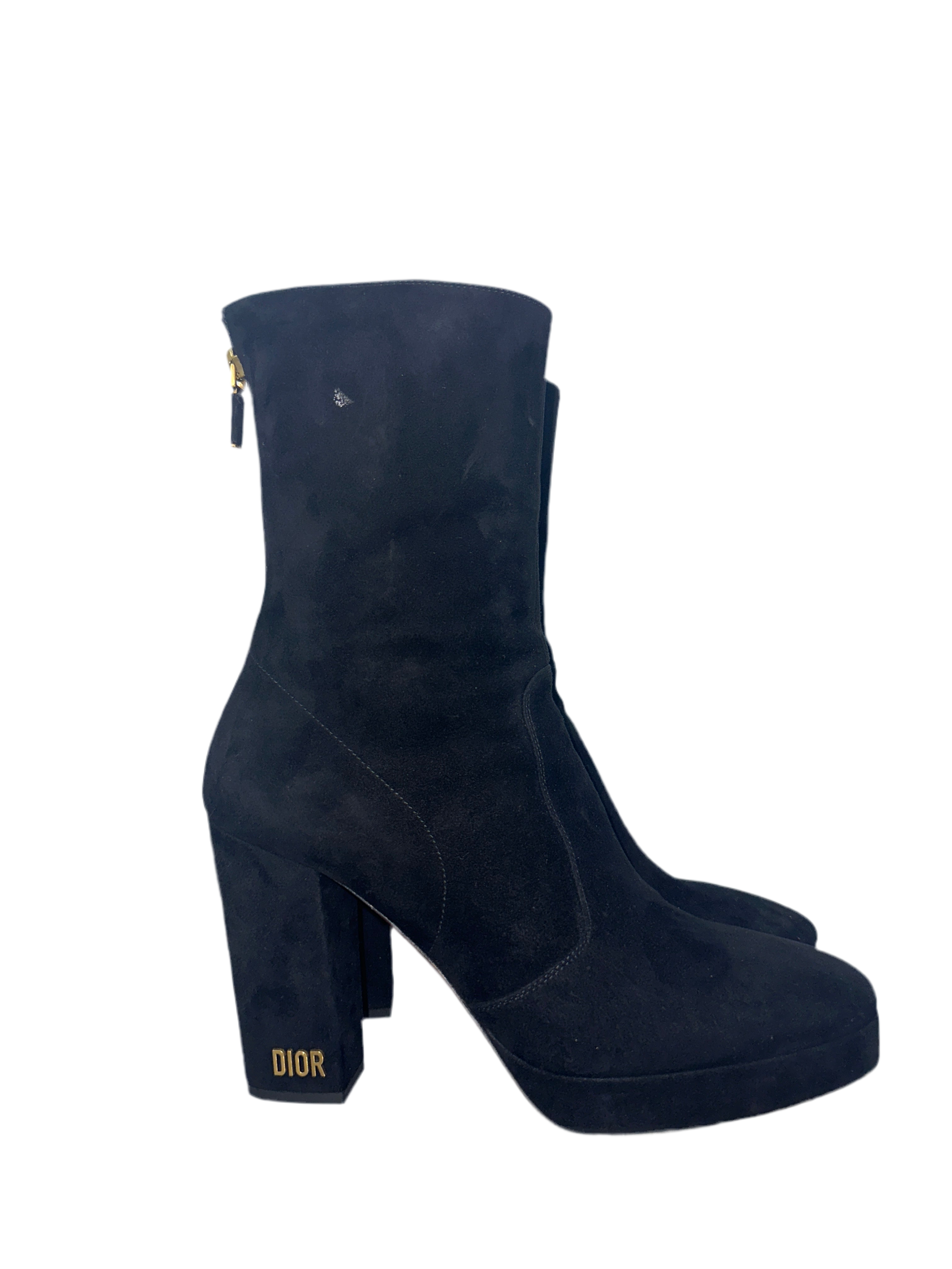 Dior D-Rise zipped boot in black suede calfskin - size 36.5