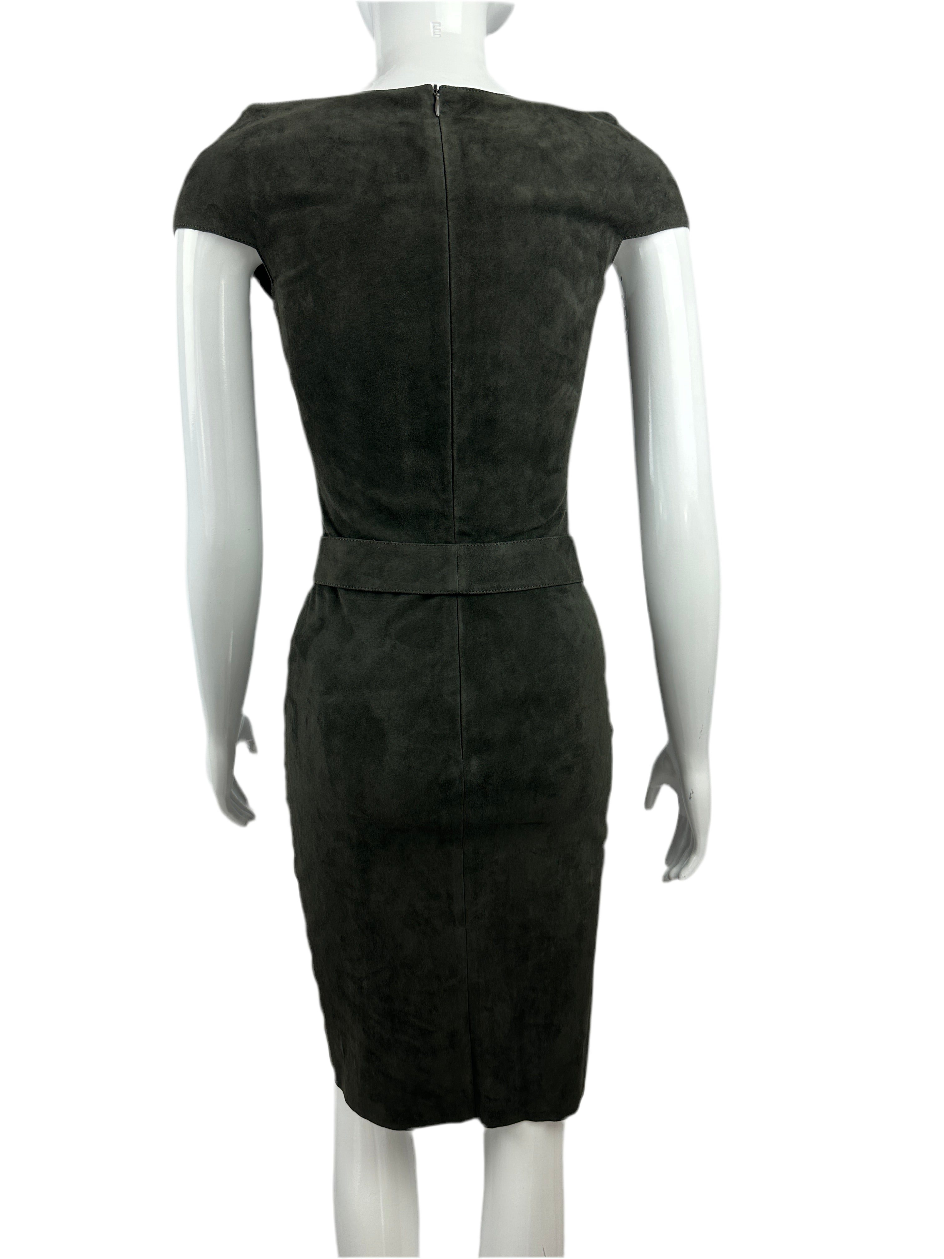 Jitrois khaki lambskin knee-length dress - size 36