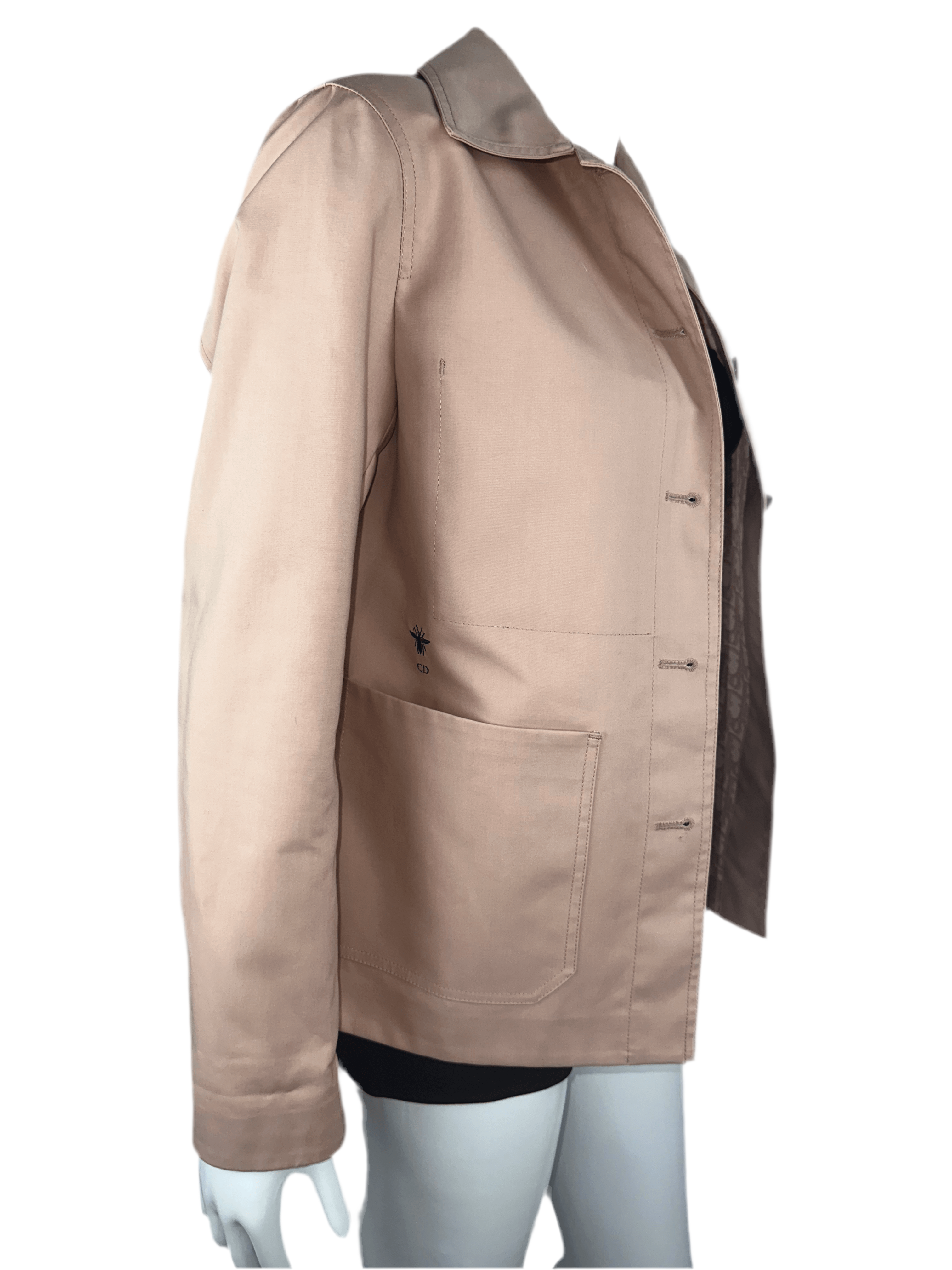 Dior pink cotton jacket with embroidered bee - size 34
