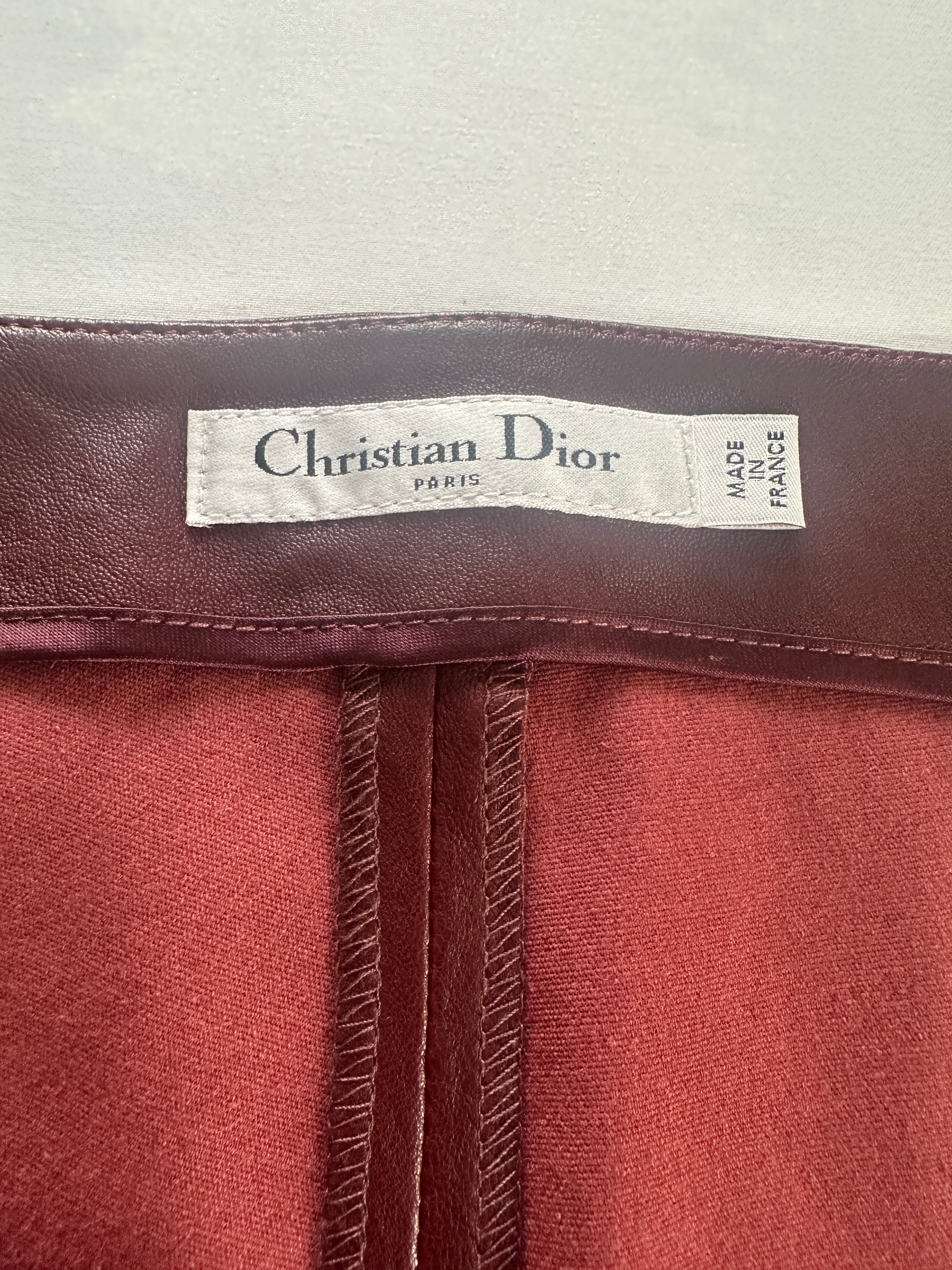 Dior burgundy leather pants - size 36