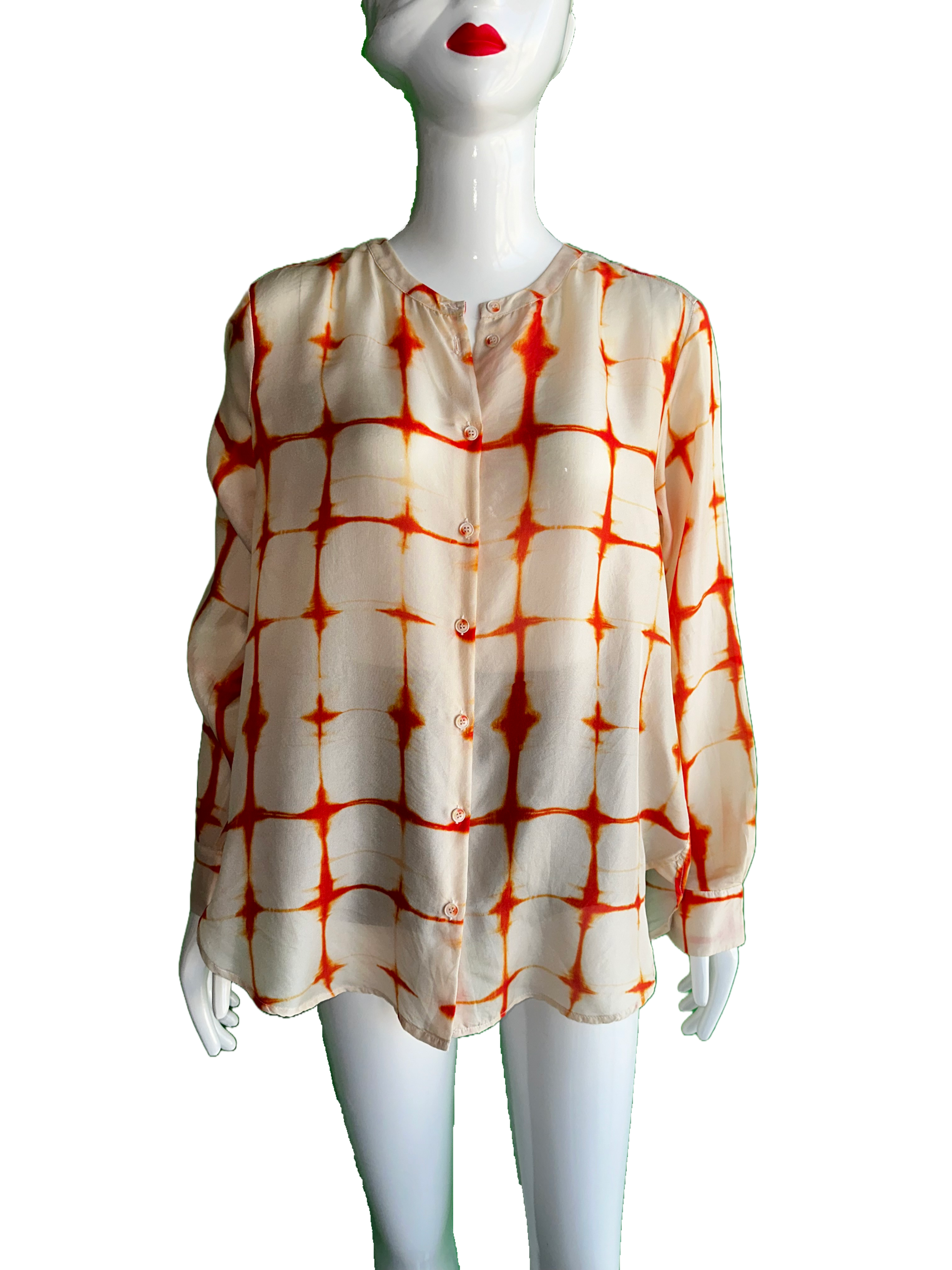 Momoni cream blouse with orange lines - size 42