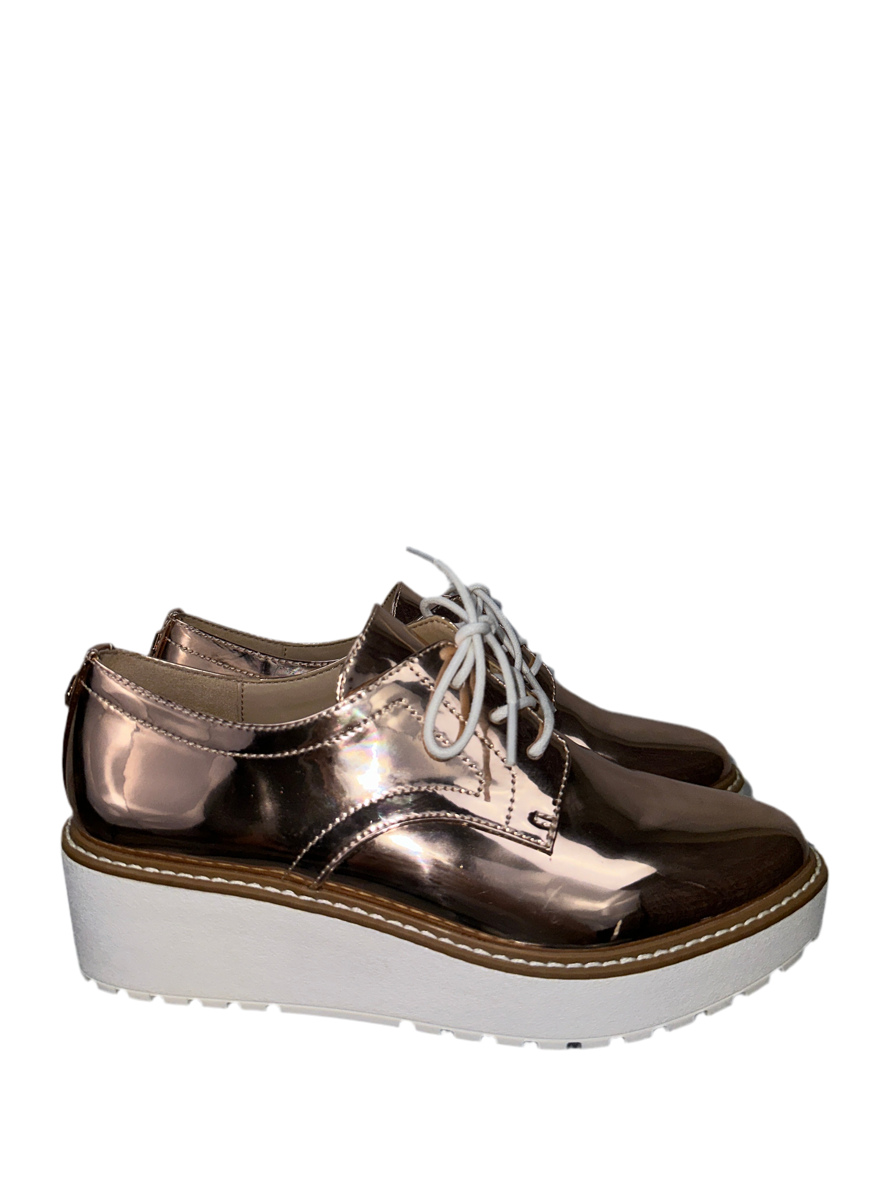 DKNY rose gold derbies with laces and white sole - size 37.5