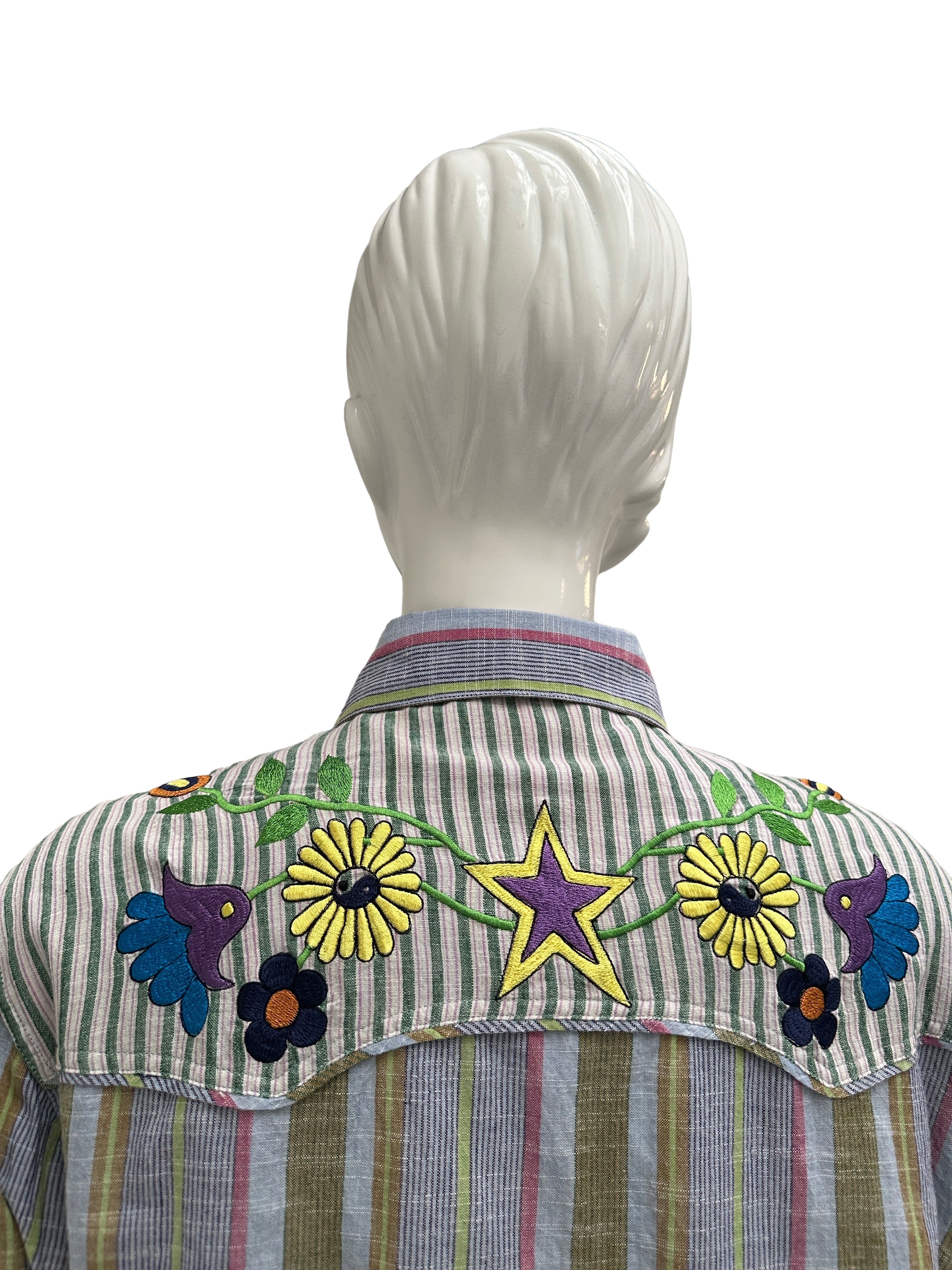 Monoki Striped, colorful cowboy shirt - size 38