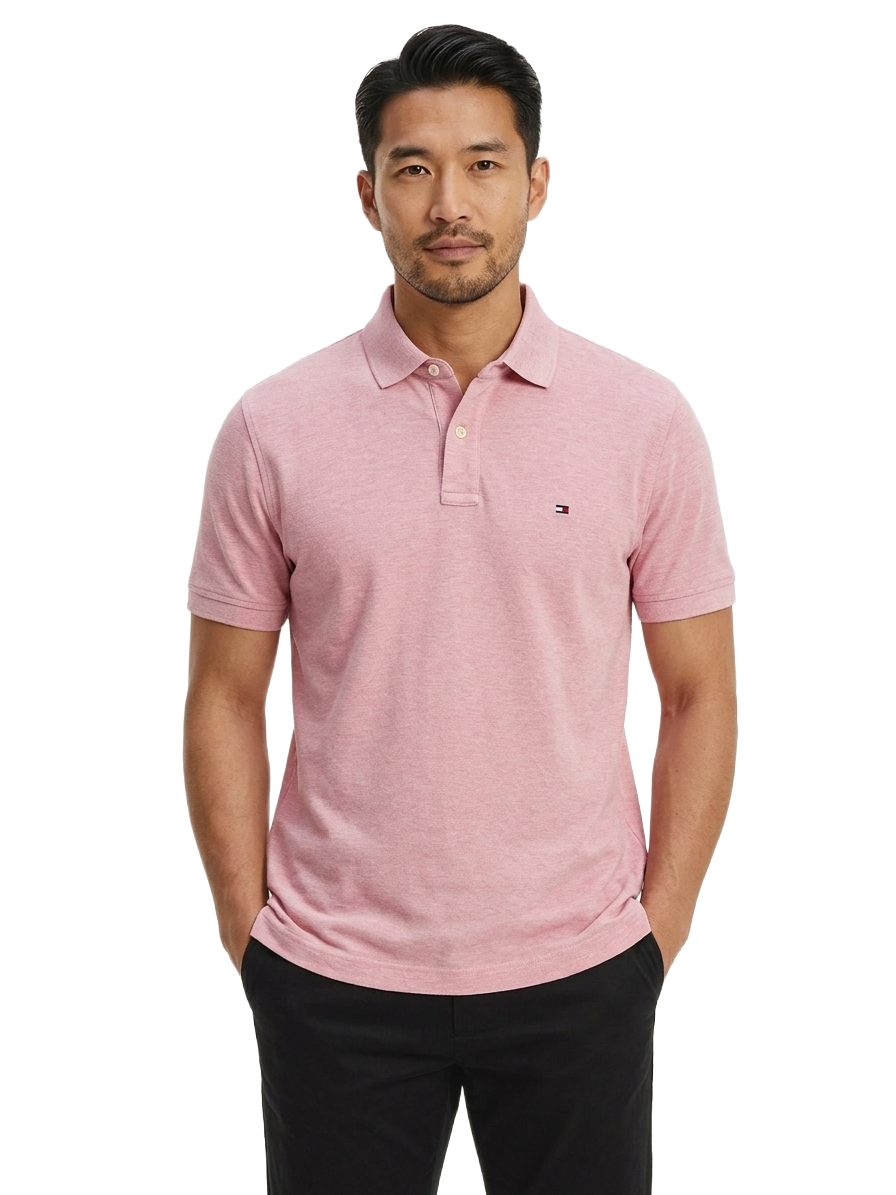 Tommy Hilfiger pink classic fit polo shirt - size L
