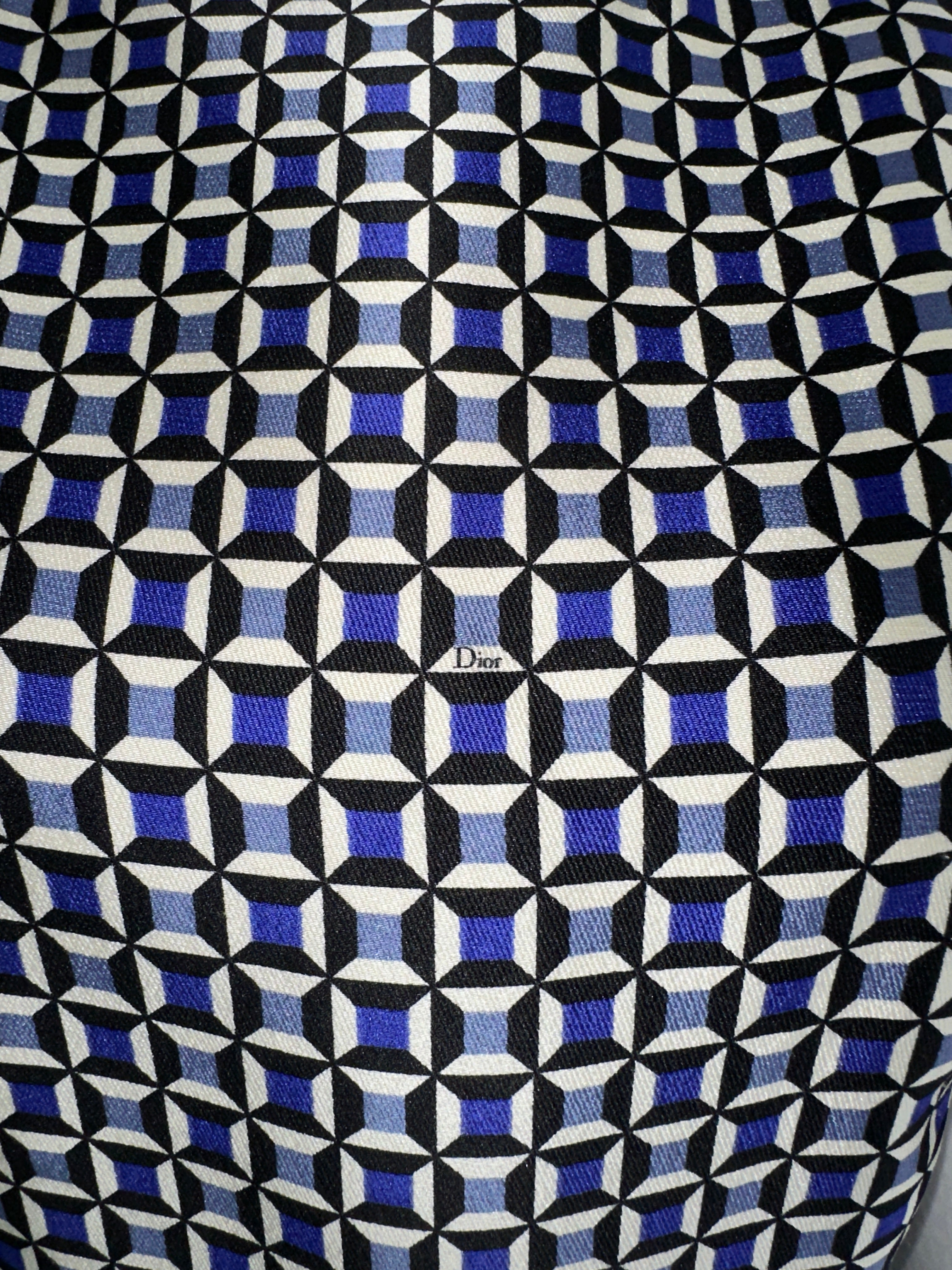 Dior blue white and black geometric dress - size 36