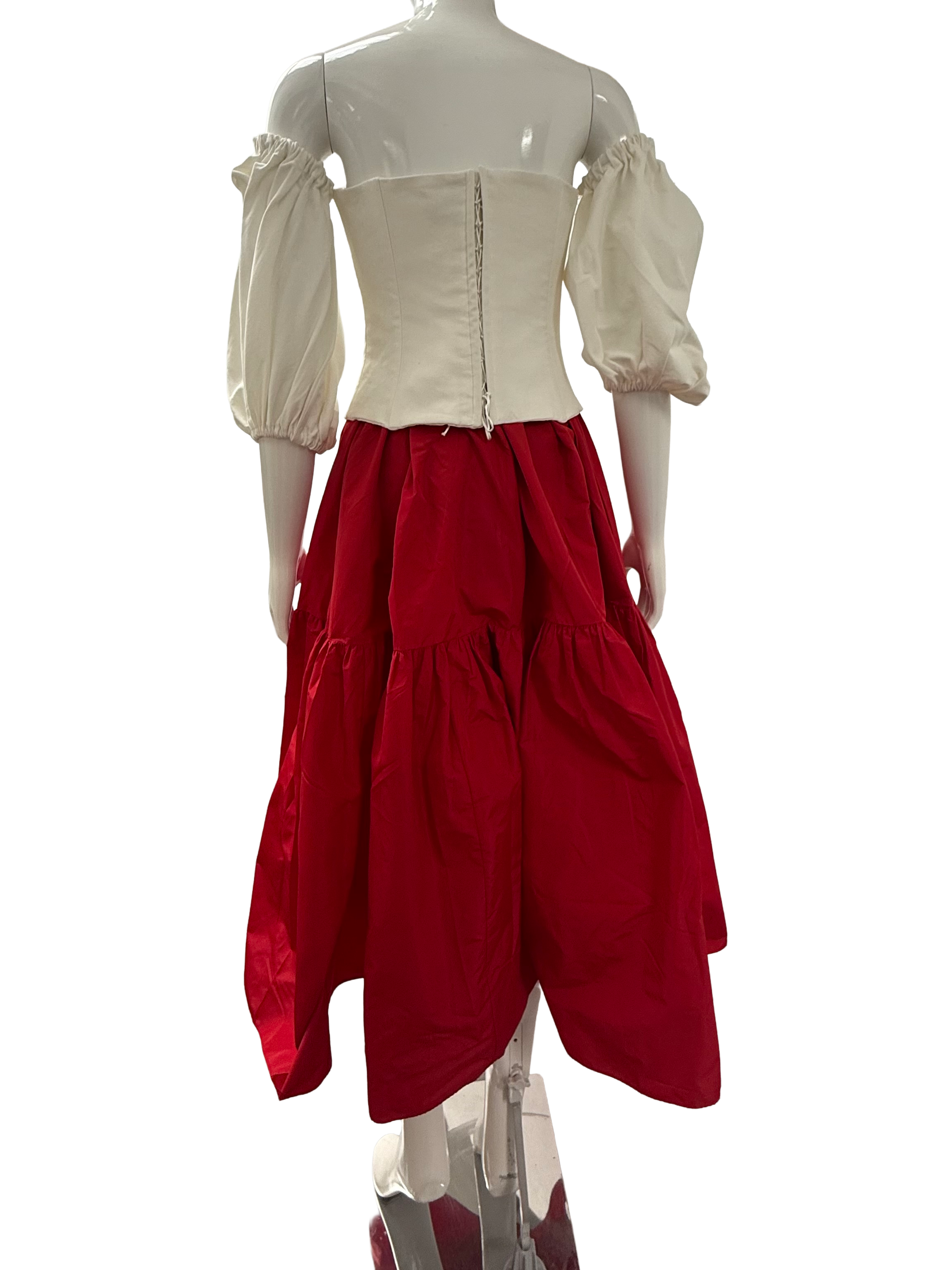 Patou voluminous tiered red skirt - size 40