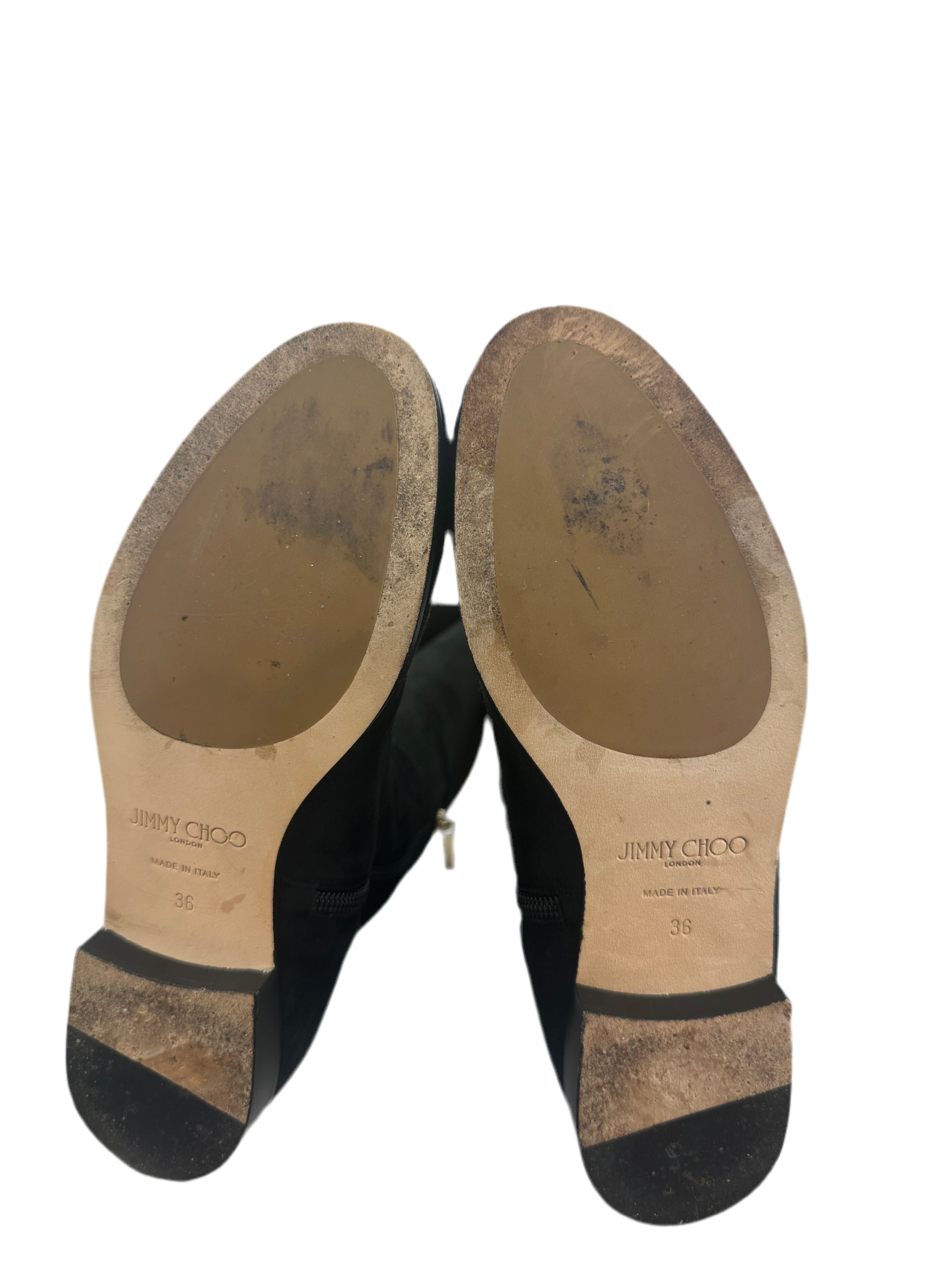 Jimmy Choo Myren flat suede stretch thigh boots - size 36