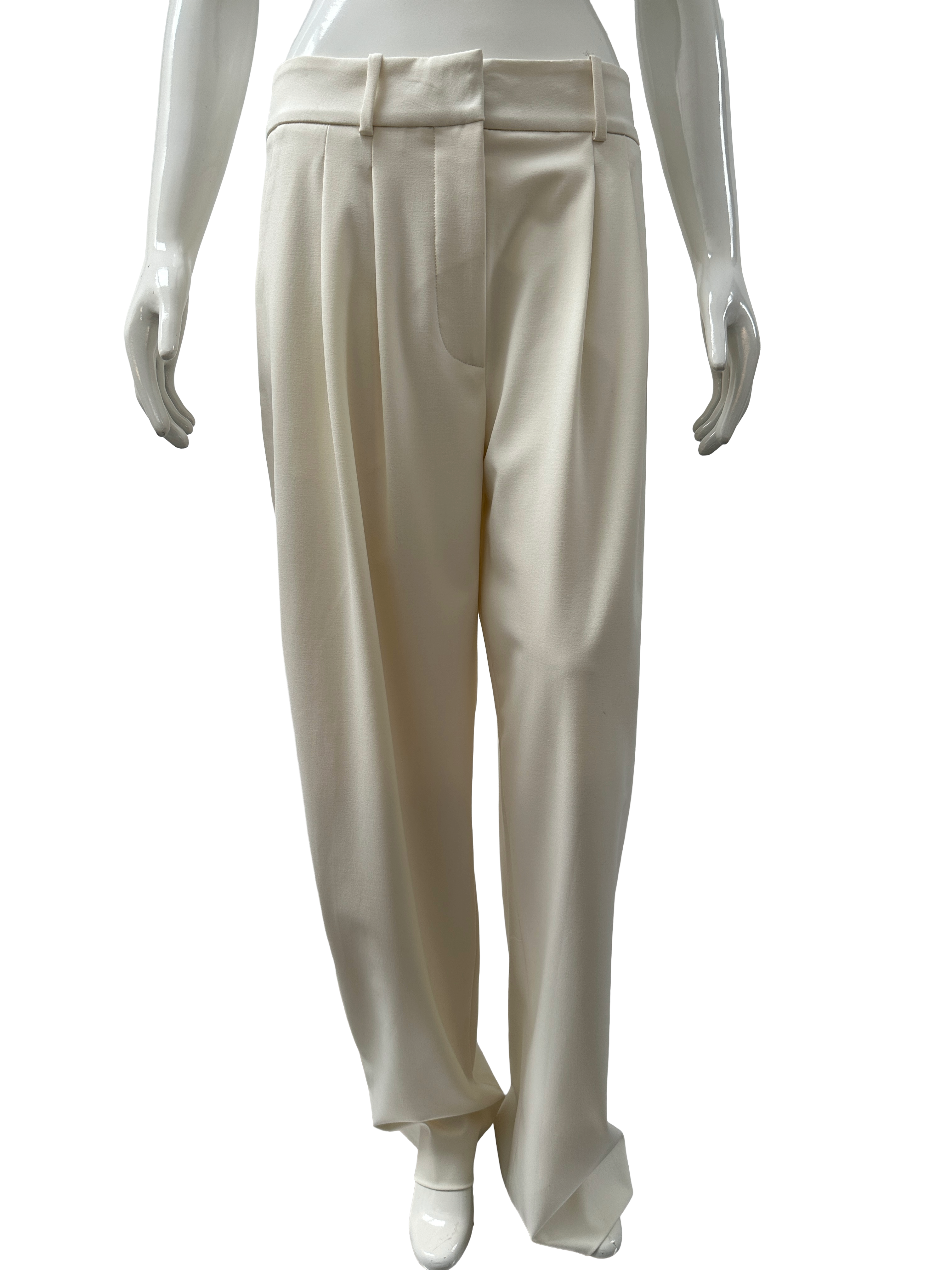 Veronica Beard Lagarde off-white wide-led tailored pants - size 36