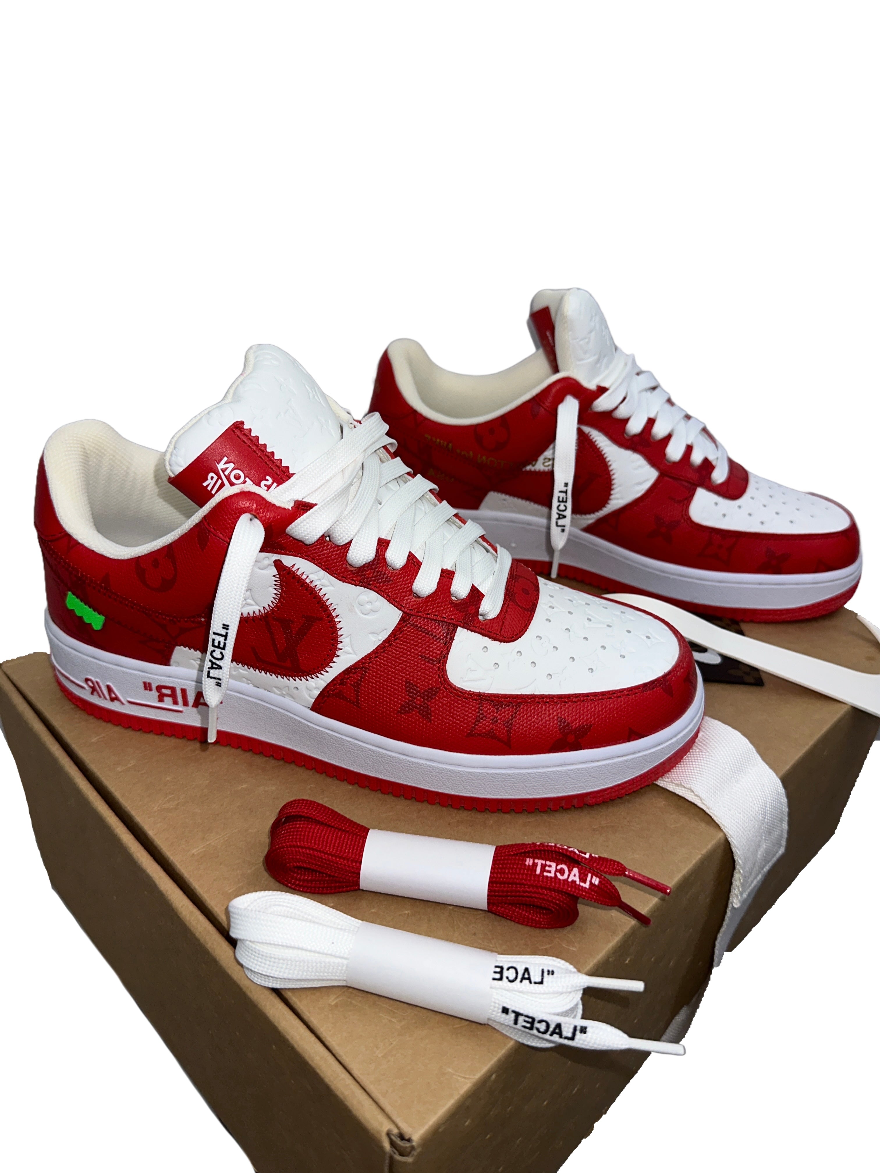 Louis Vuitton X Nike Air Force 1 Comet Red - size 40.5