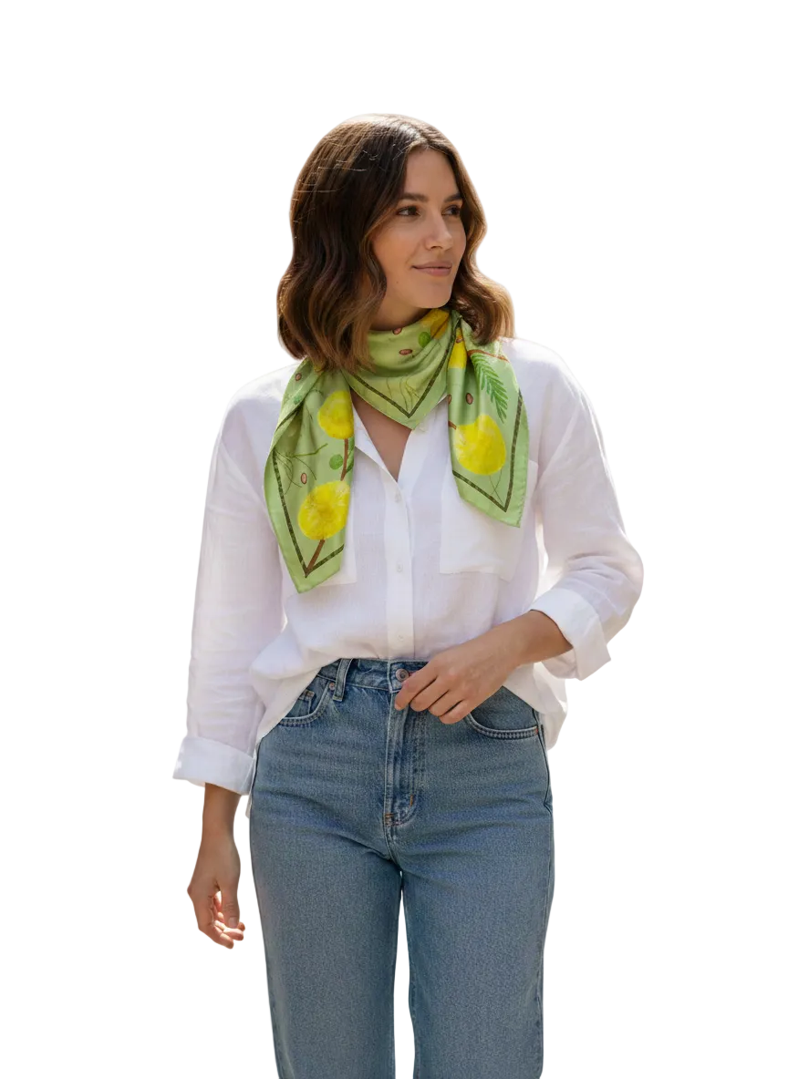 100% silk artistic botanical large scarf