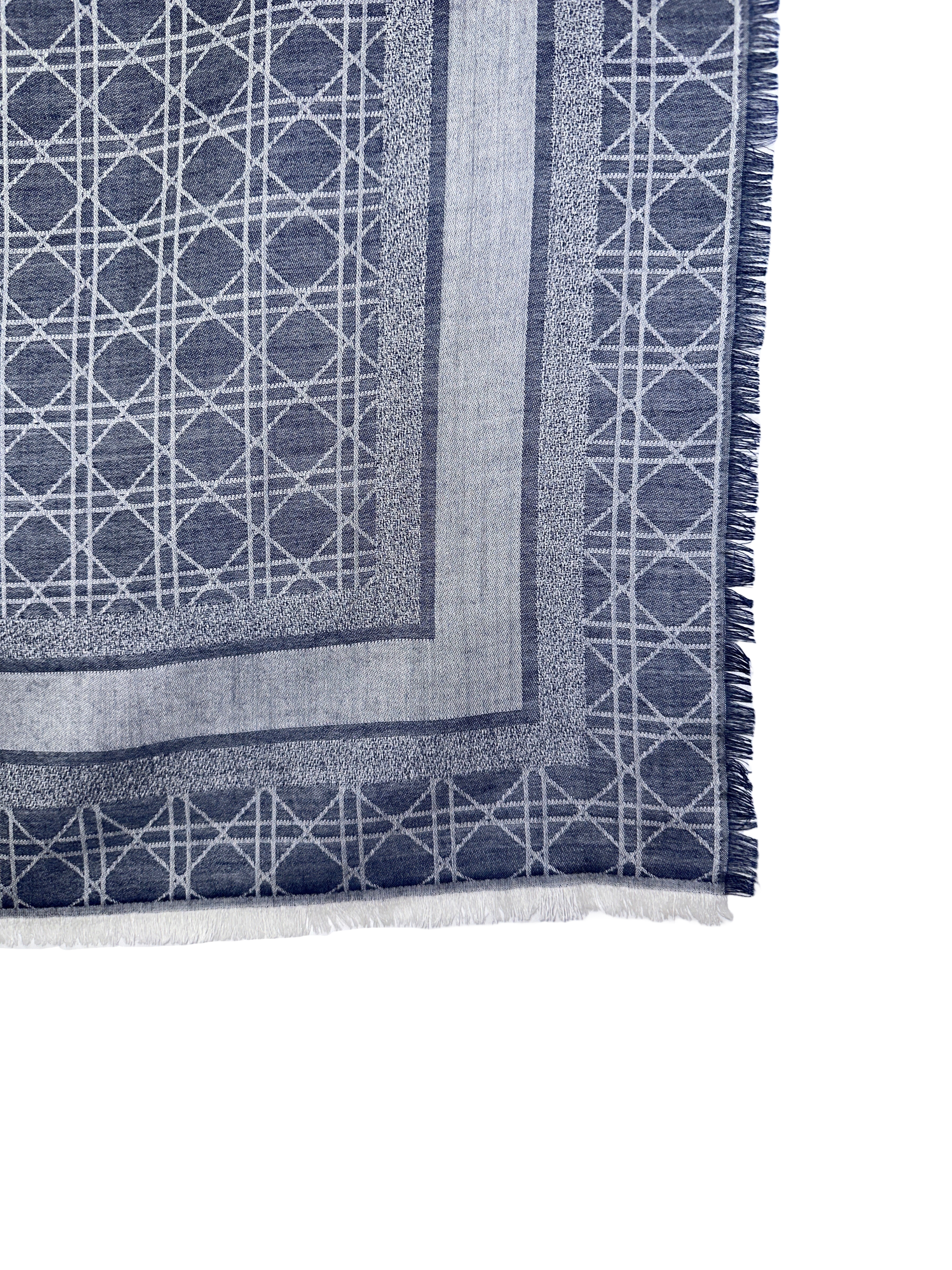 Dior cannage shawl denim blue wool, silk and cashmere