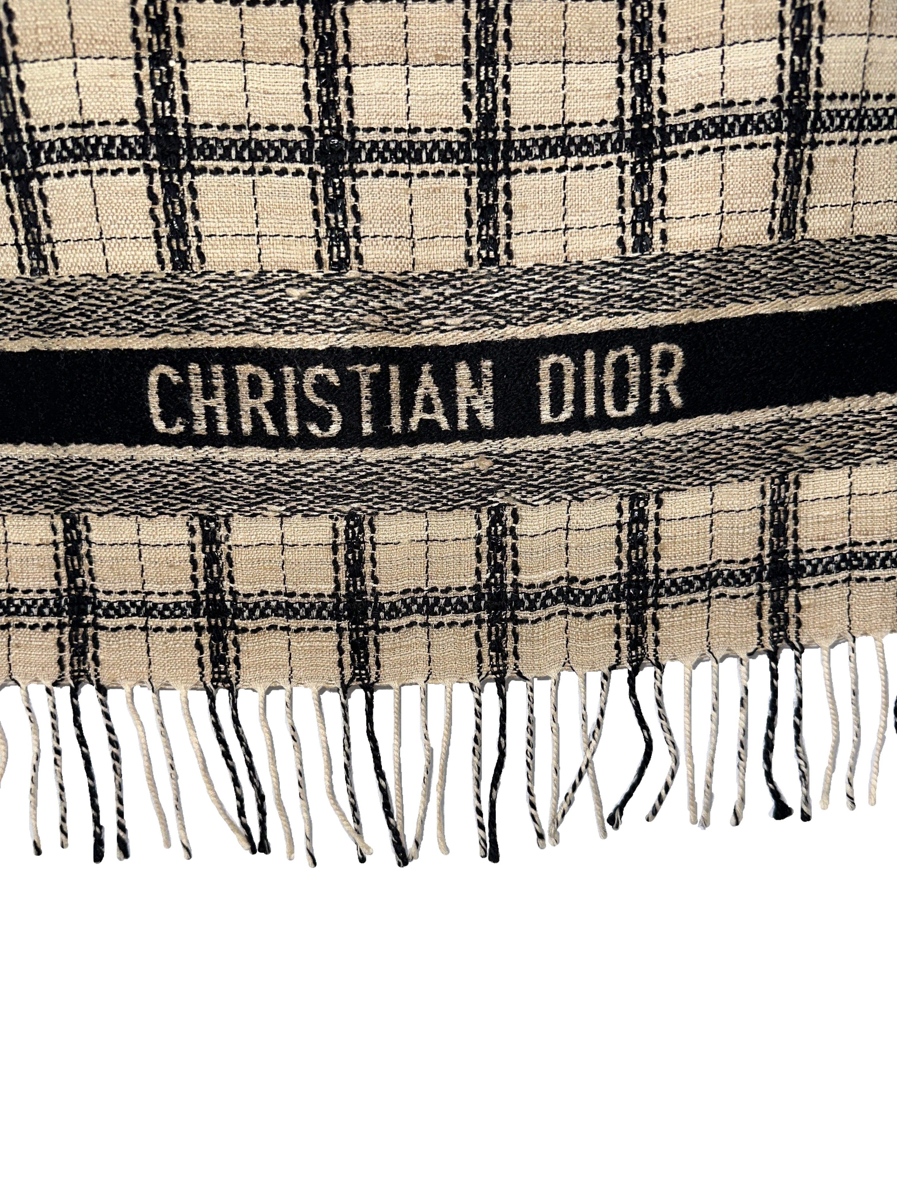 Dior black wool-blend stole
