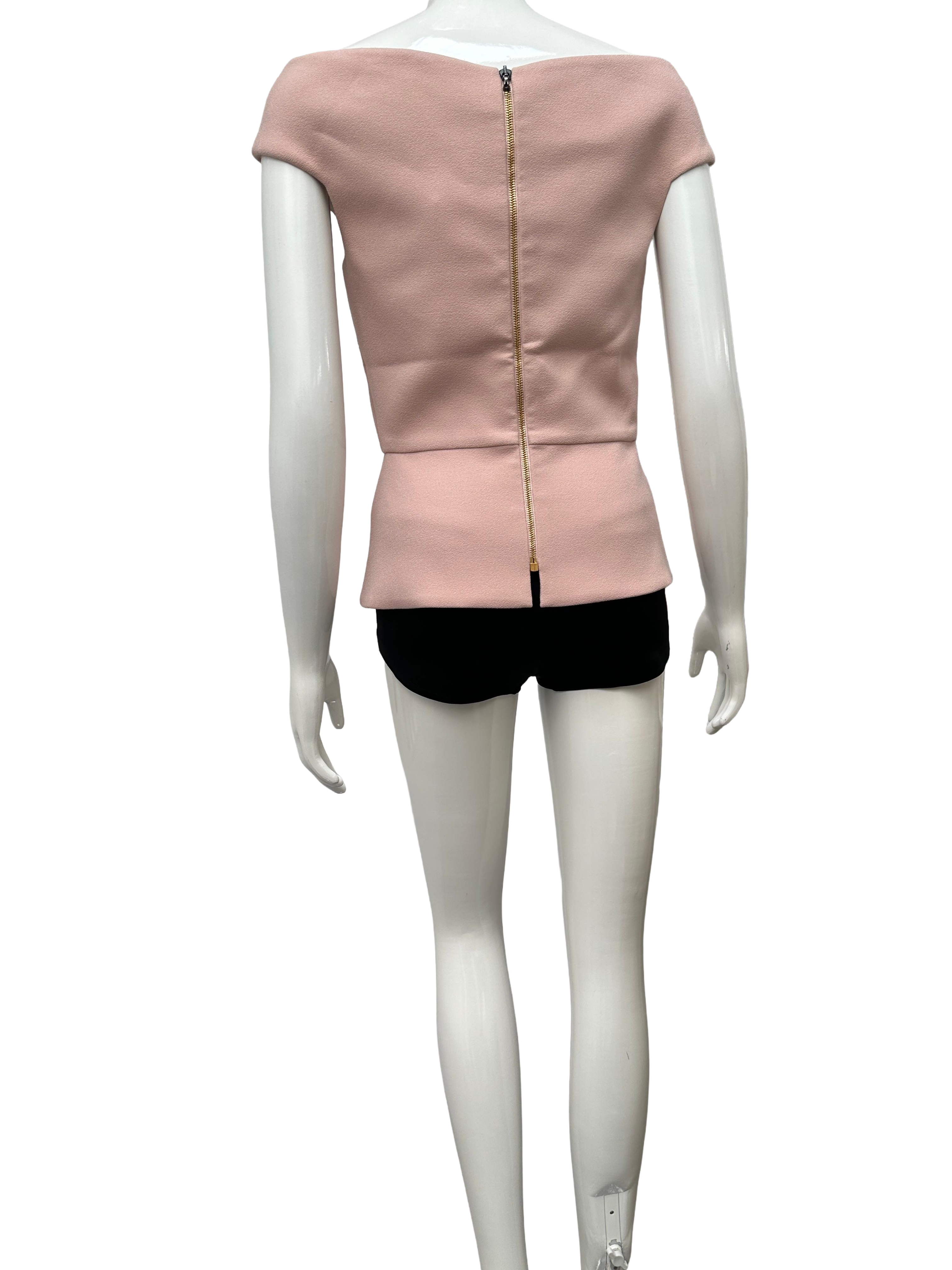 Roland Mouret Elmswell top pale pink - size 38