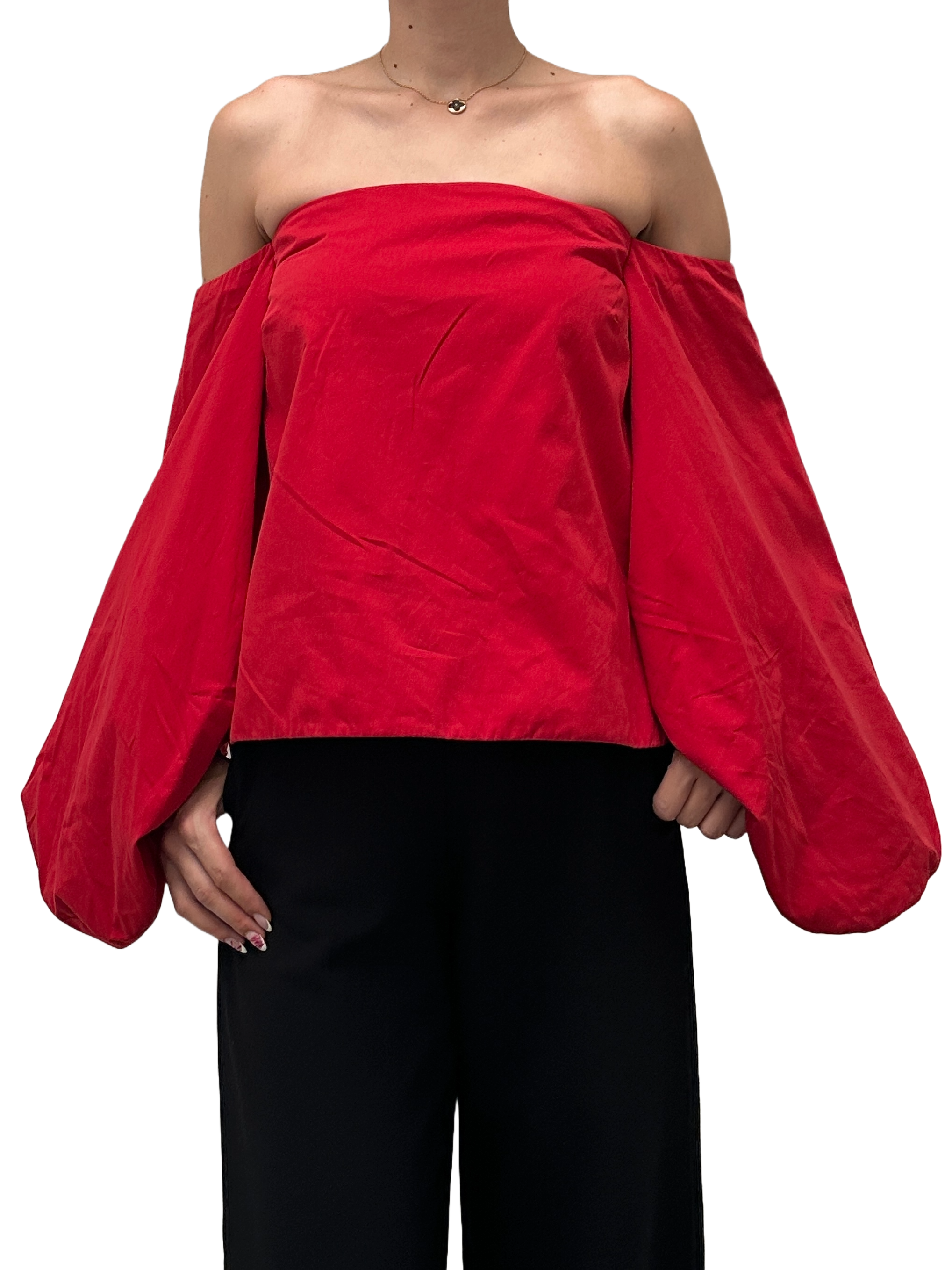 Rosie Assoulin red top with puffed sleeves - size 36