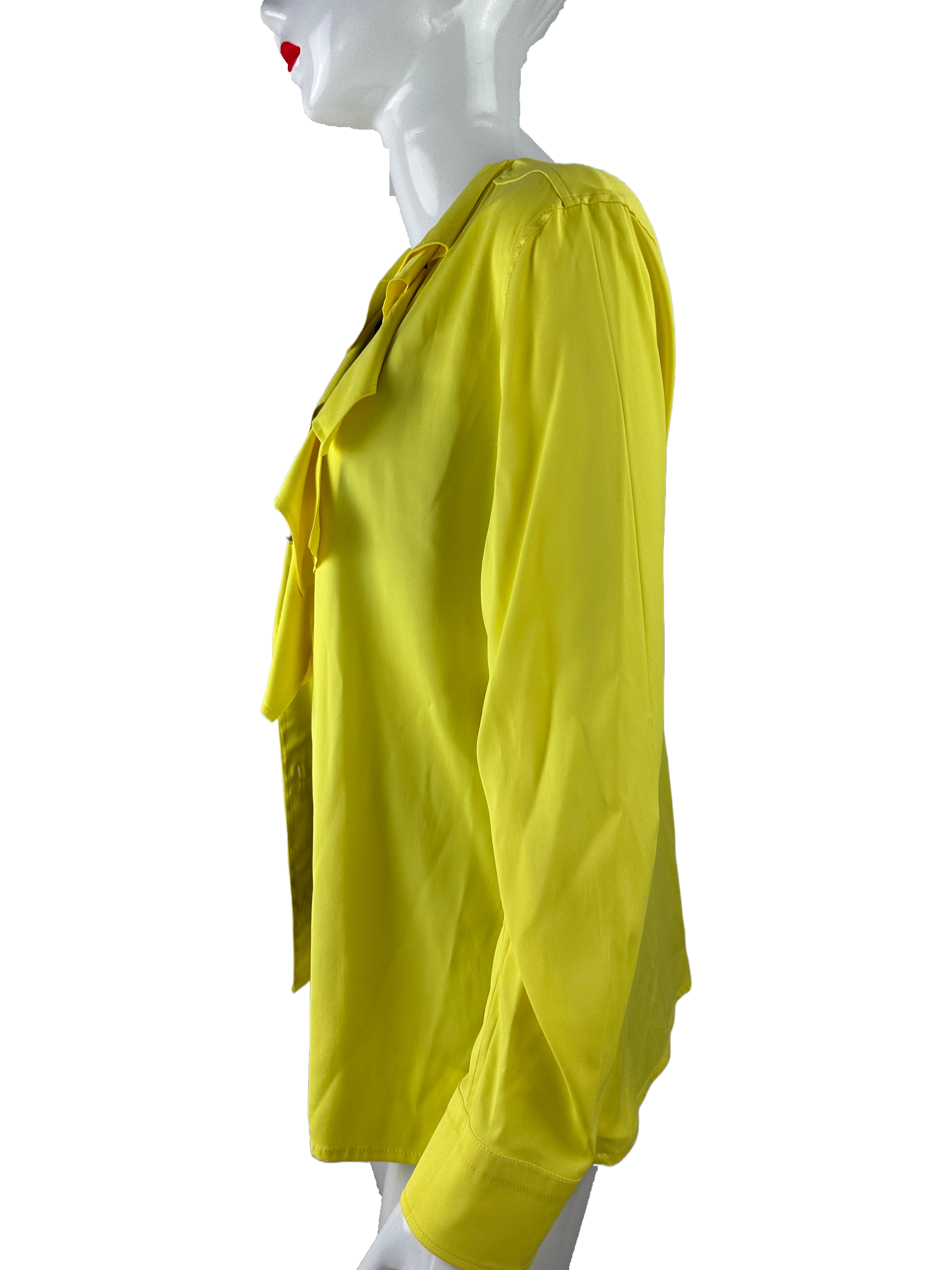 Bottega Veneta Yellow shirt in stretch viscose with rouches - size 44IT