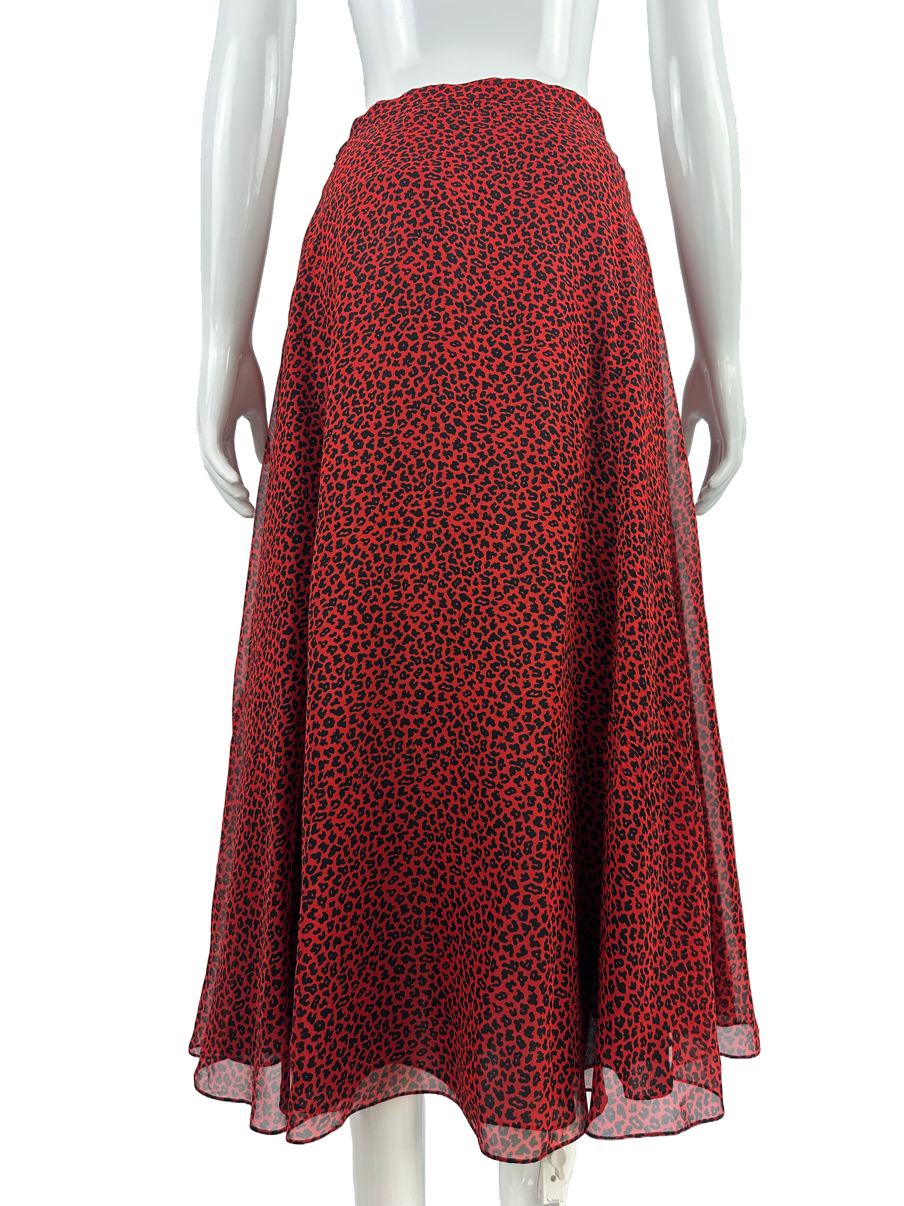 Dior red long skirt with black leopard print - size 36