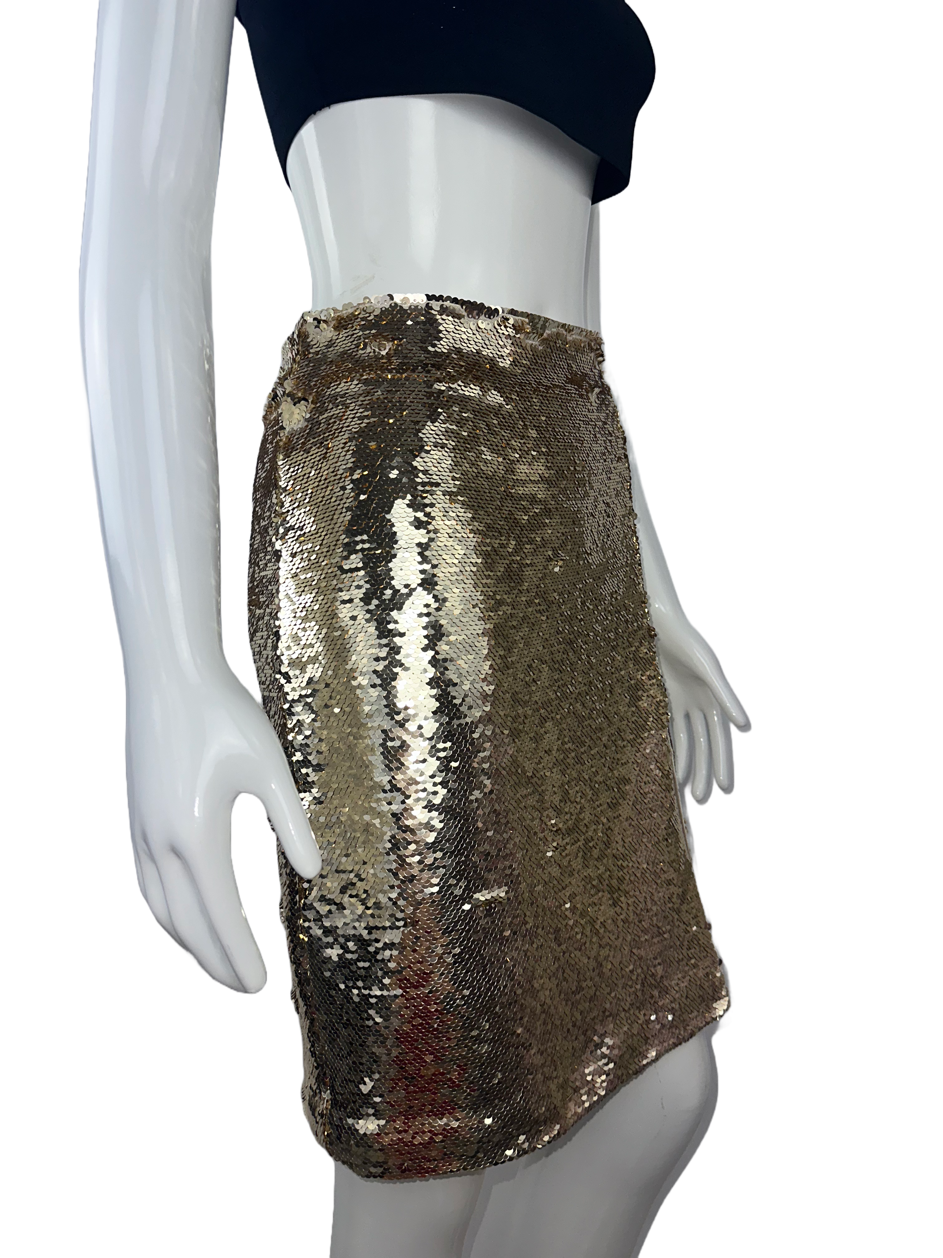 Emporio Armani tight skirt in gold-tone sequin - size 38