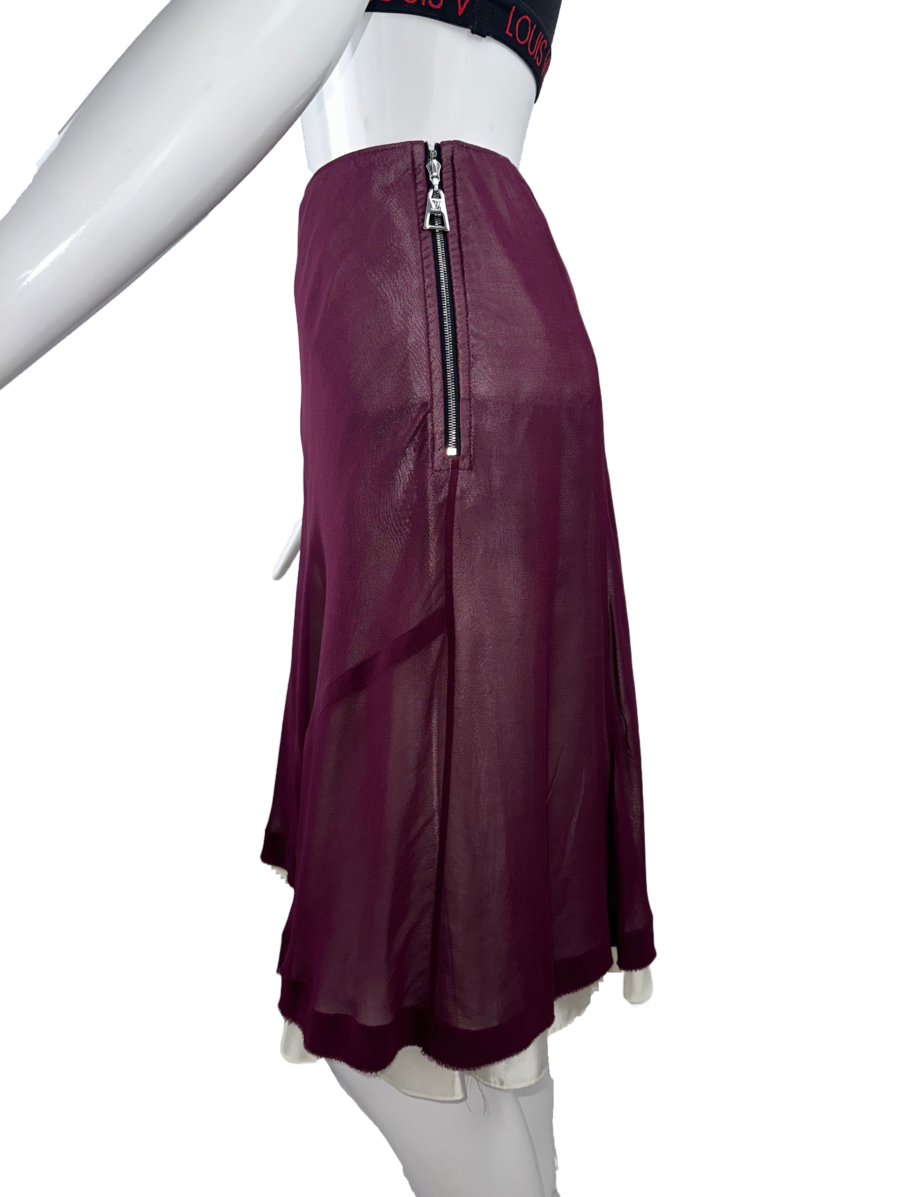 Louis Vuitton Purple chiffon flared skirt with cream lining - size 38