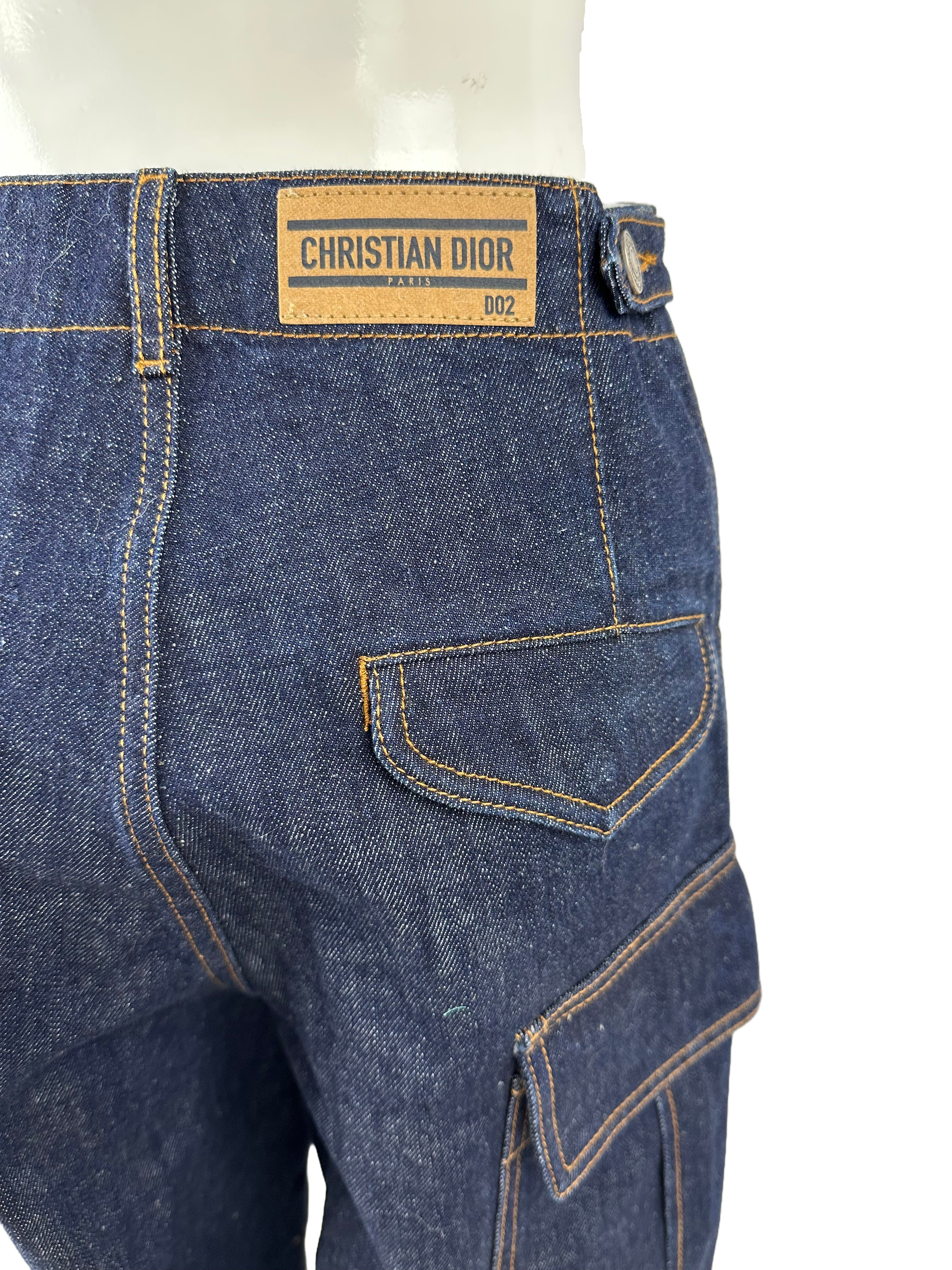 Christian Dior 8 cargo jeans D02 Deep blue cotton denim - size 32 FR