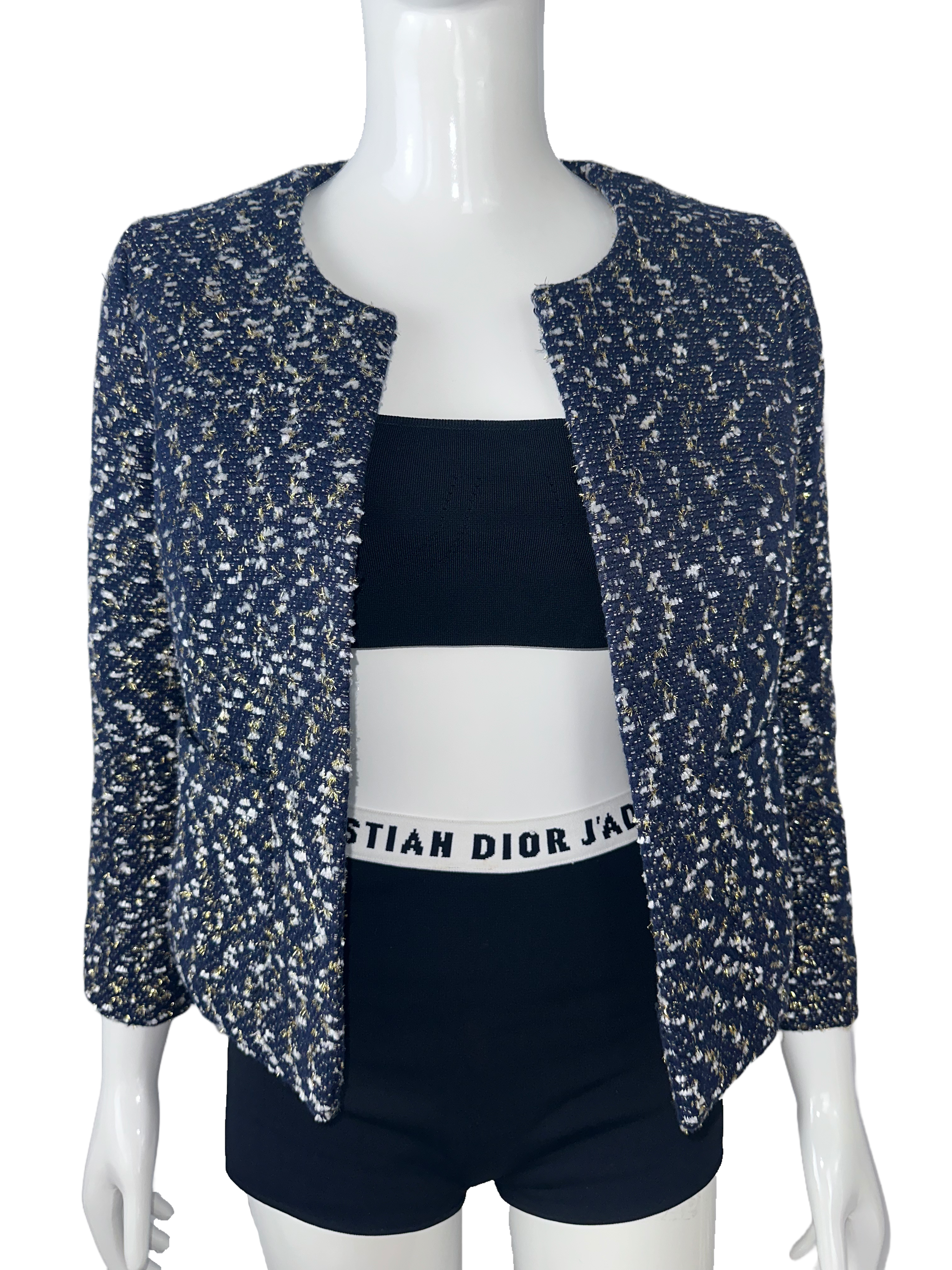 Made to measure navy blue jacket with gold and white thread - size 36