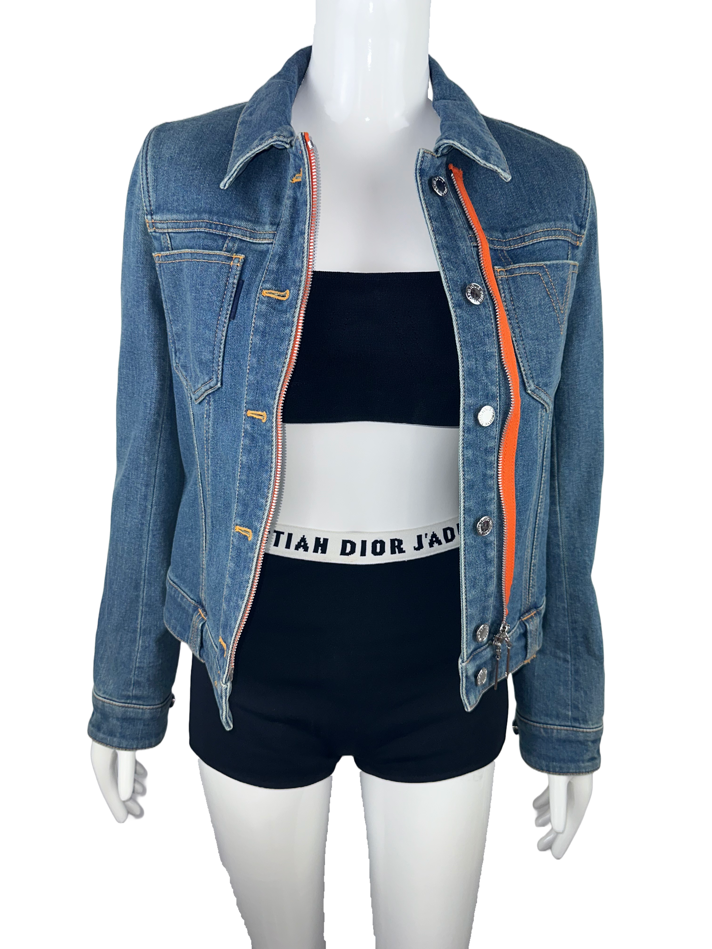 Louis Vuitton denim jacket with orange details - size 34