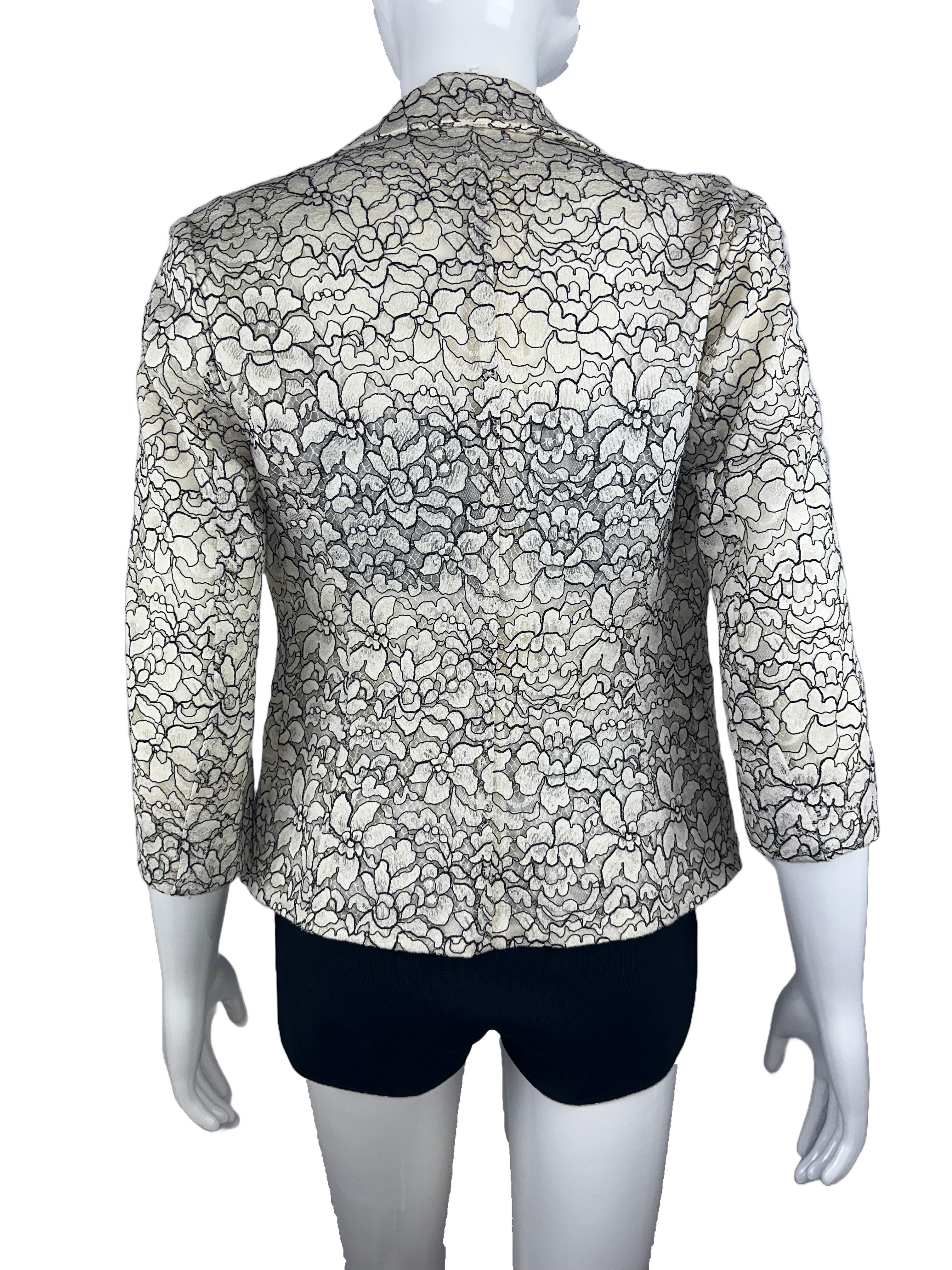 Dior white jacket with black lace - size 36