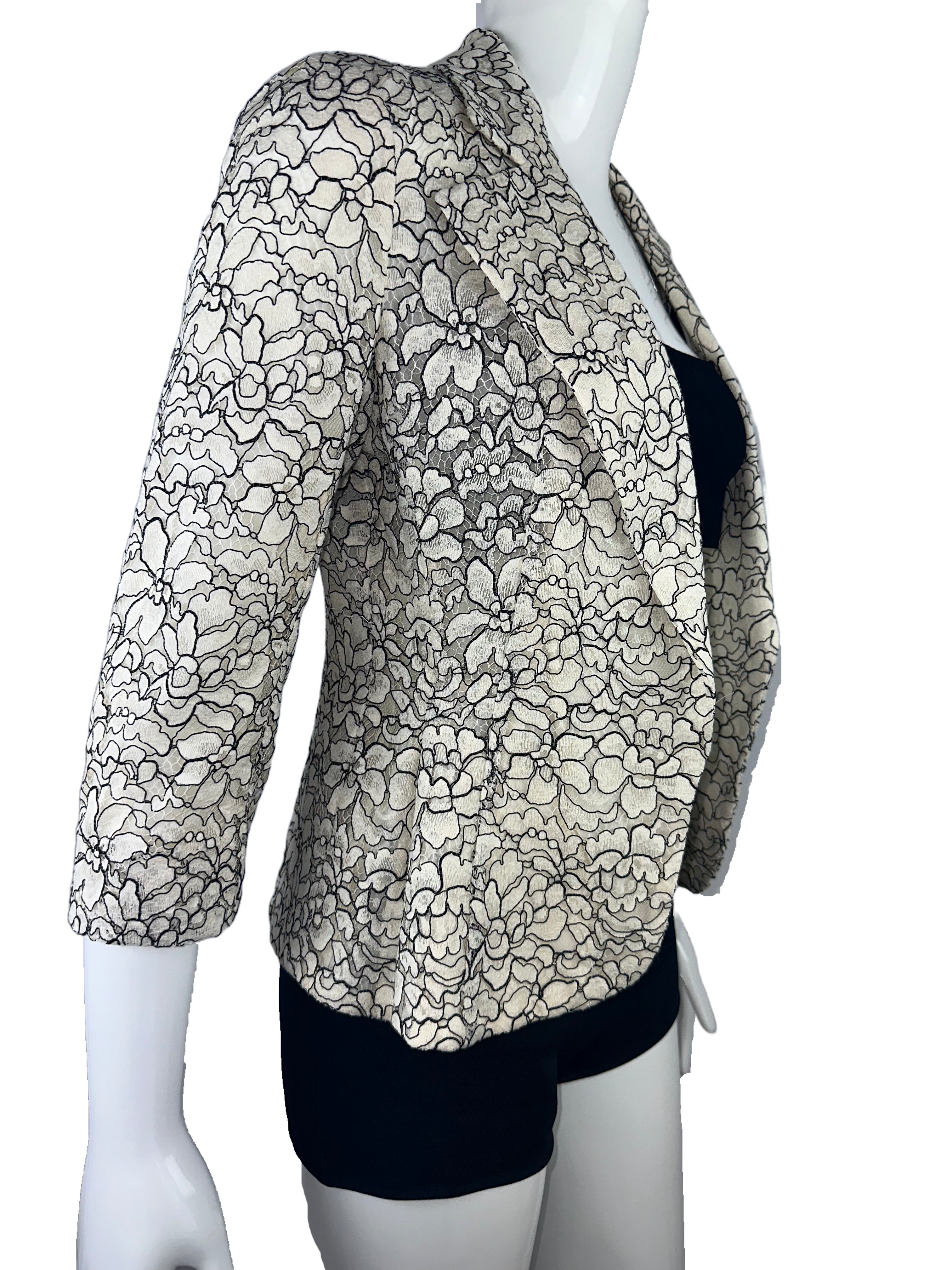 Dior white jacket with black lace - size 36